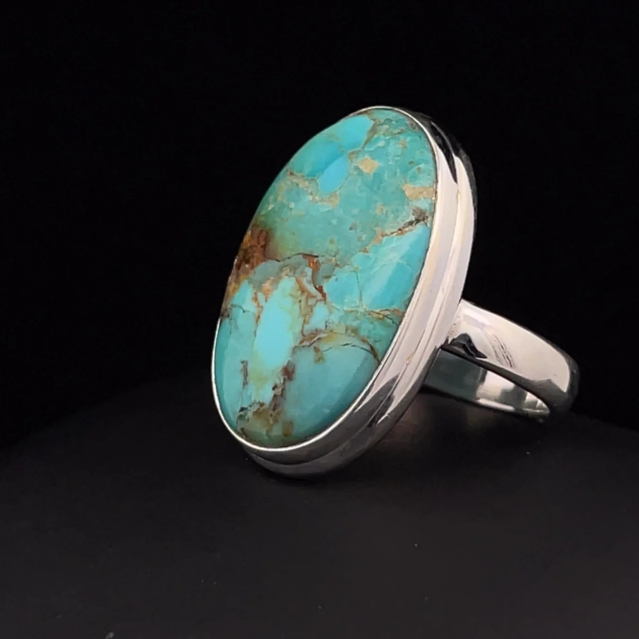 Sterling Silver Kingman Turquoise Ring Size 7 - Image 3