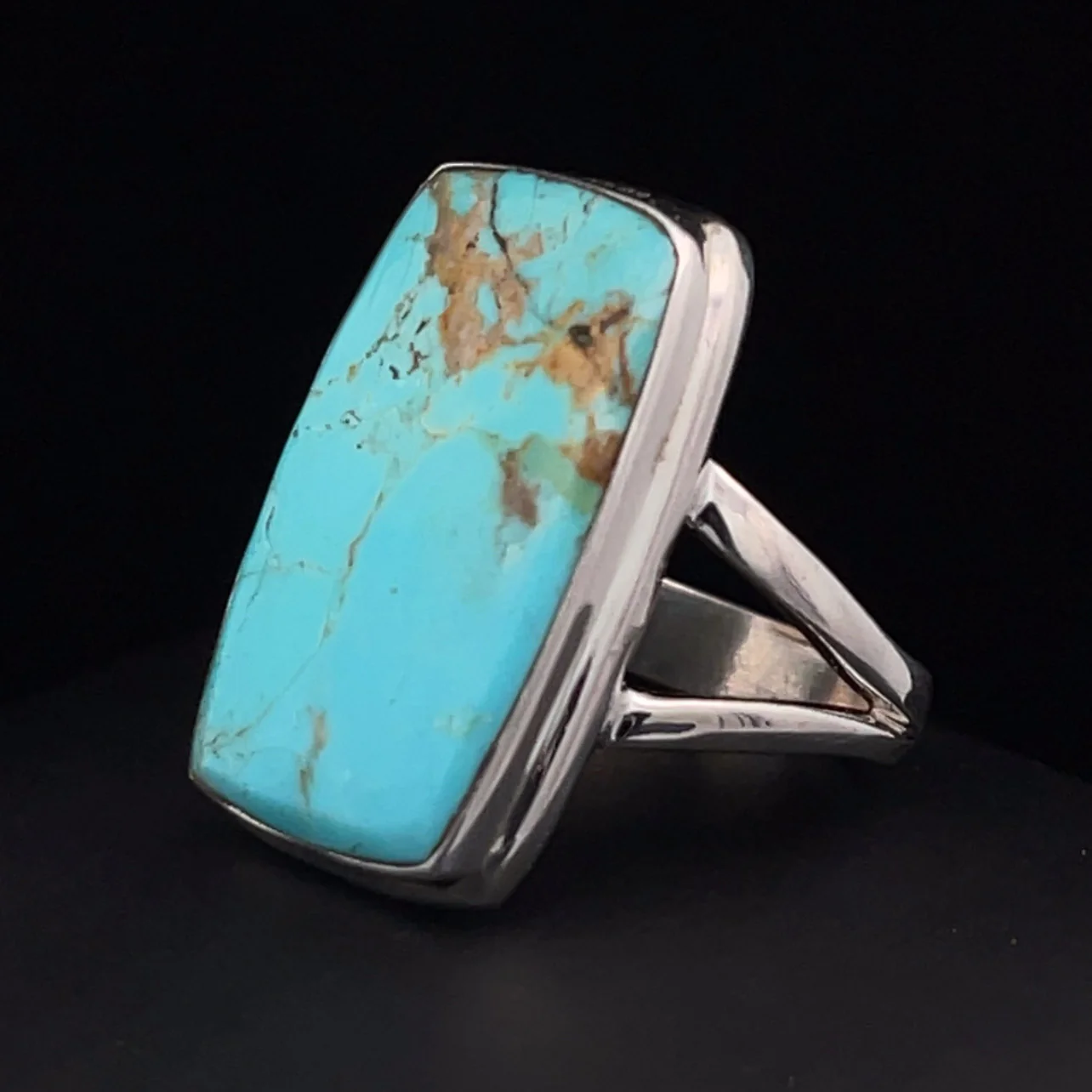 Sterling Silver Kingman Turquoise Ring Size 8 - Image 3