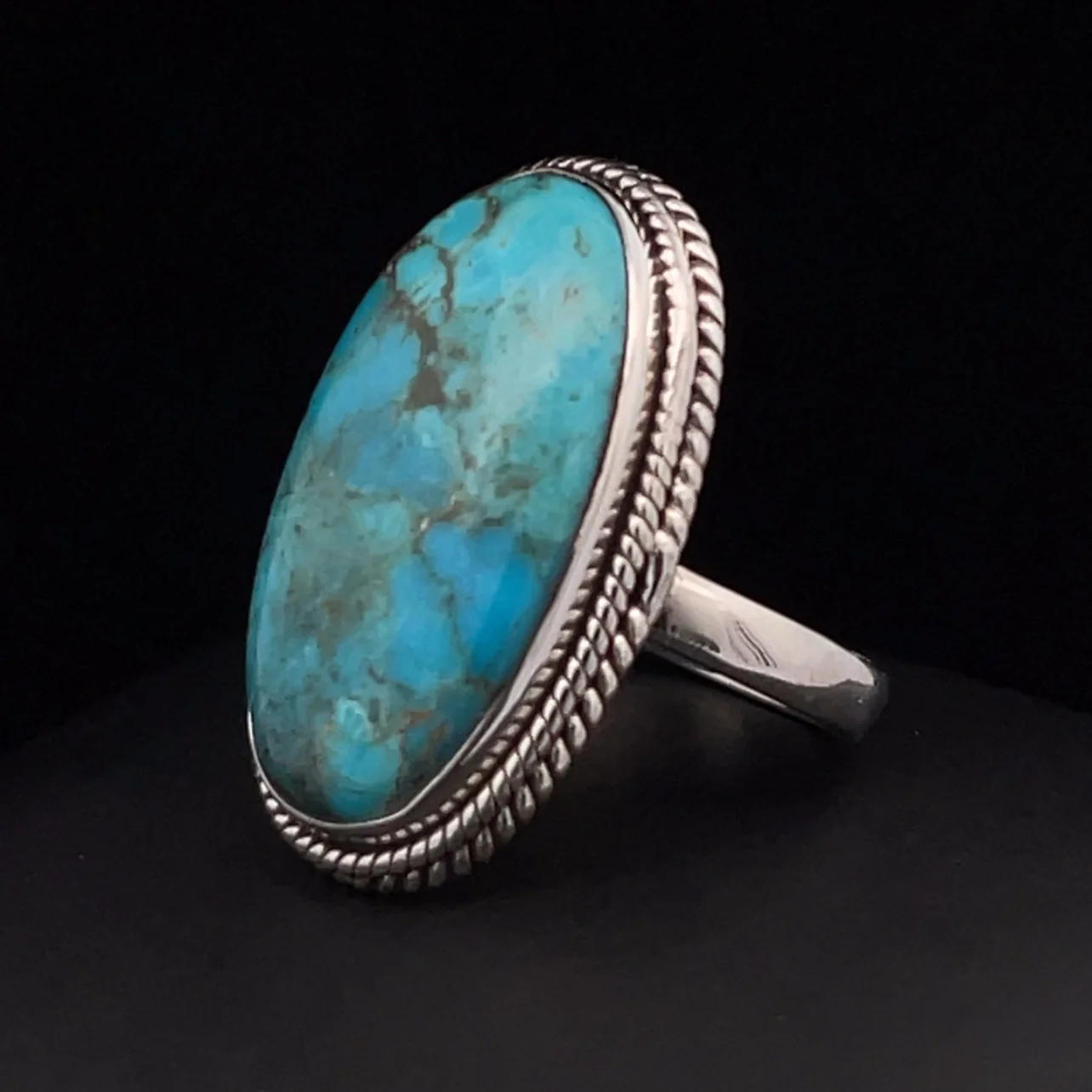 Sterling Silver Kingman Turquoise Ring Size 8 - Image 3