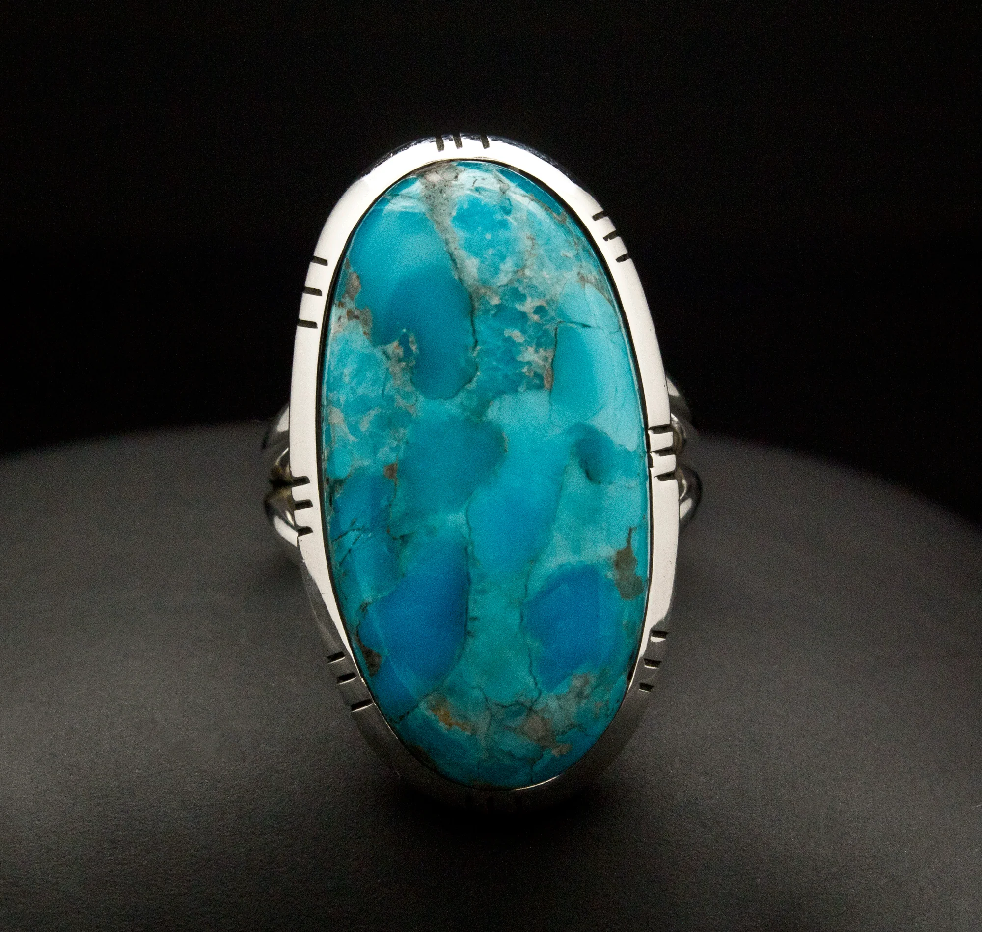 Sterling Silver Kingman Turquoise Ring Size 7 - Image 2