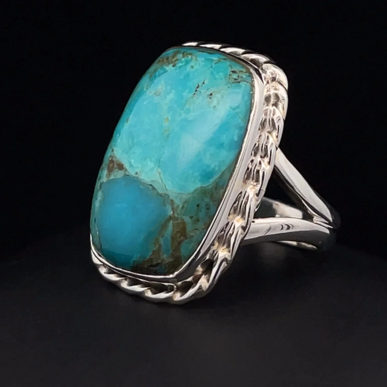 Sterling Silver Kingman Turquoise Ring Size 8 - Image 2
