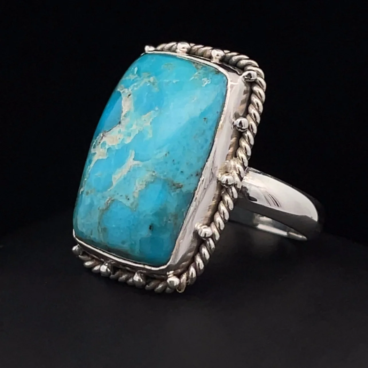 Sterling Silver Kingman Turquoise Ring Size 8 - Image 2