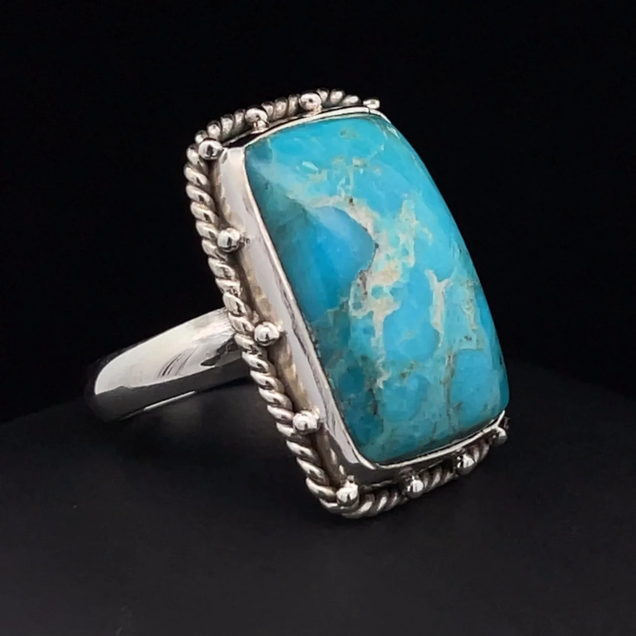 Sterling Silver Kingman Turquoise Ring Size 8 - Image 3