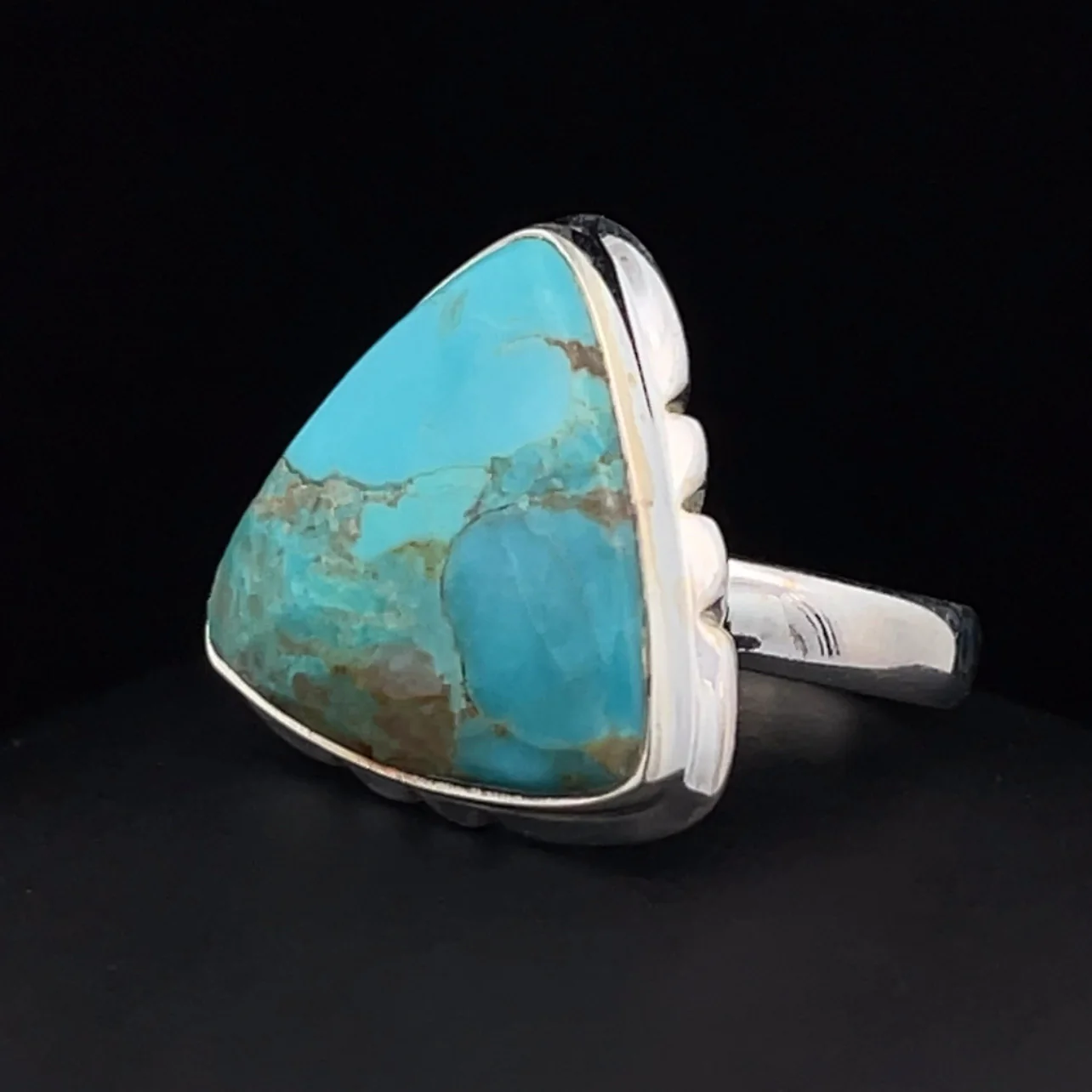 Sterling Silver Kingman Turquoise Ring Size 8 - Image 3