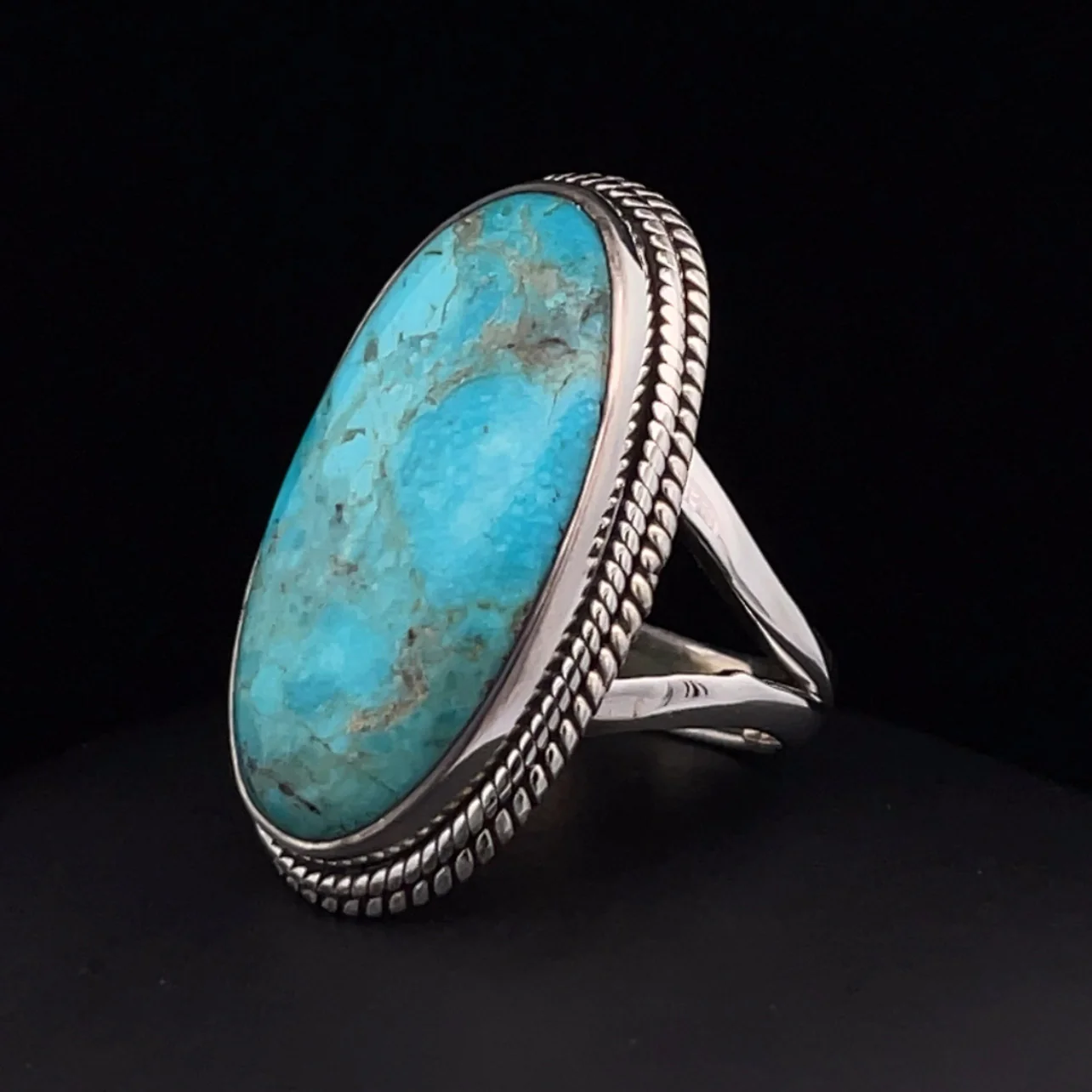 Sterling Silver Kingman Turquoise Ring Size 5 - Image 3