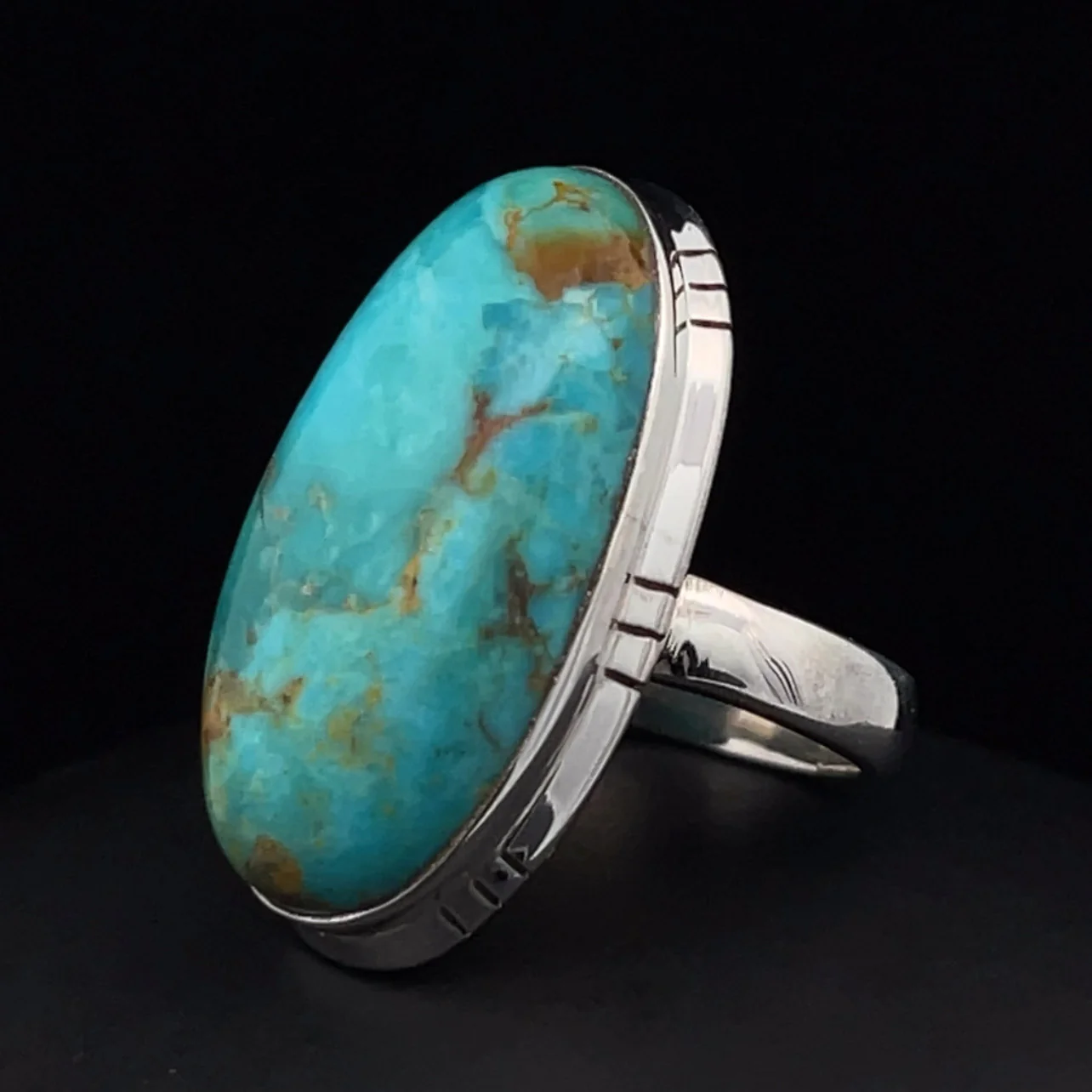 Sterling Silver Kingman Turquoise Ring Size 5 - Image 3