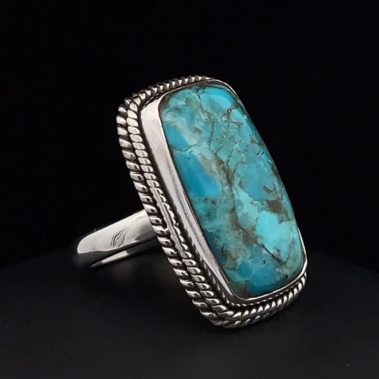 Sterling Silver Kingman Turquoise Ring Size 5 - Image 2