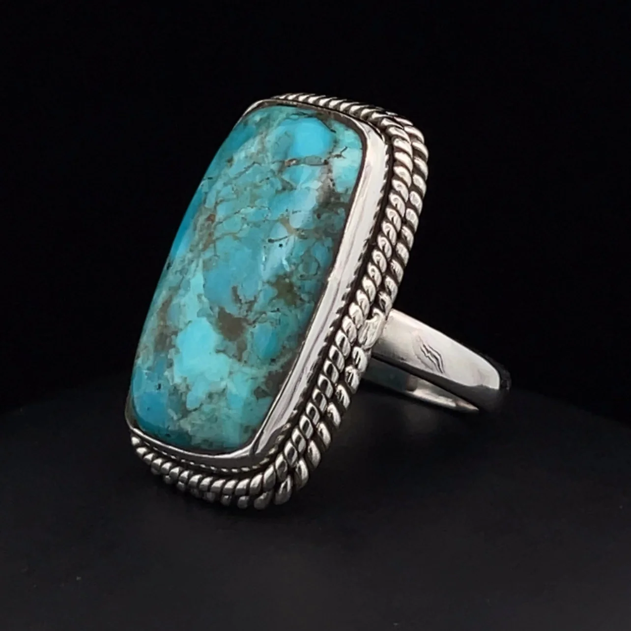 Sterling Silver Kingman Turquoise Ring Size 5 - Image 3