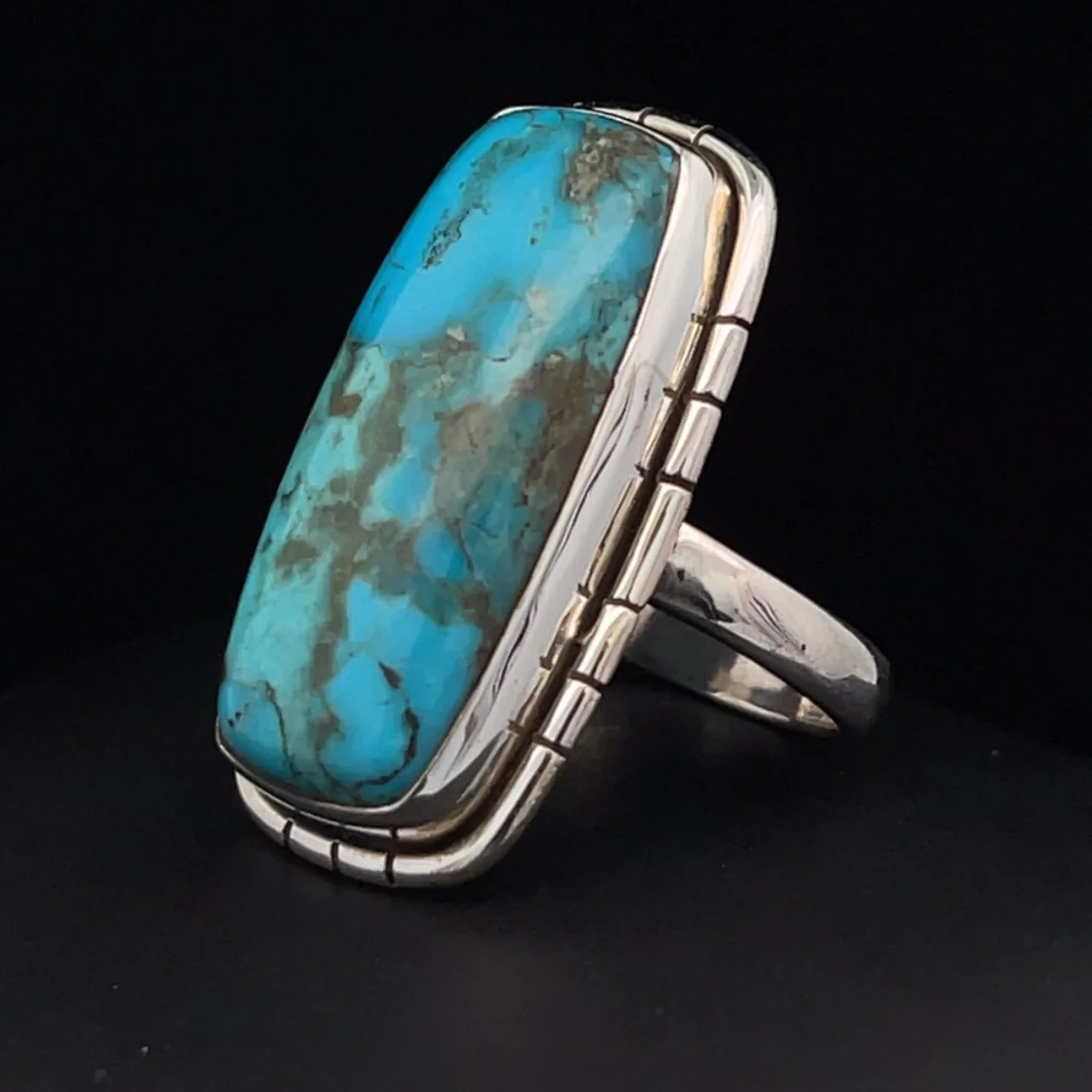 Sterling Silver Kingman Turquoise Ring Size 6 - Image 3