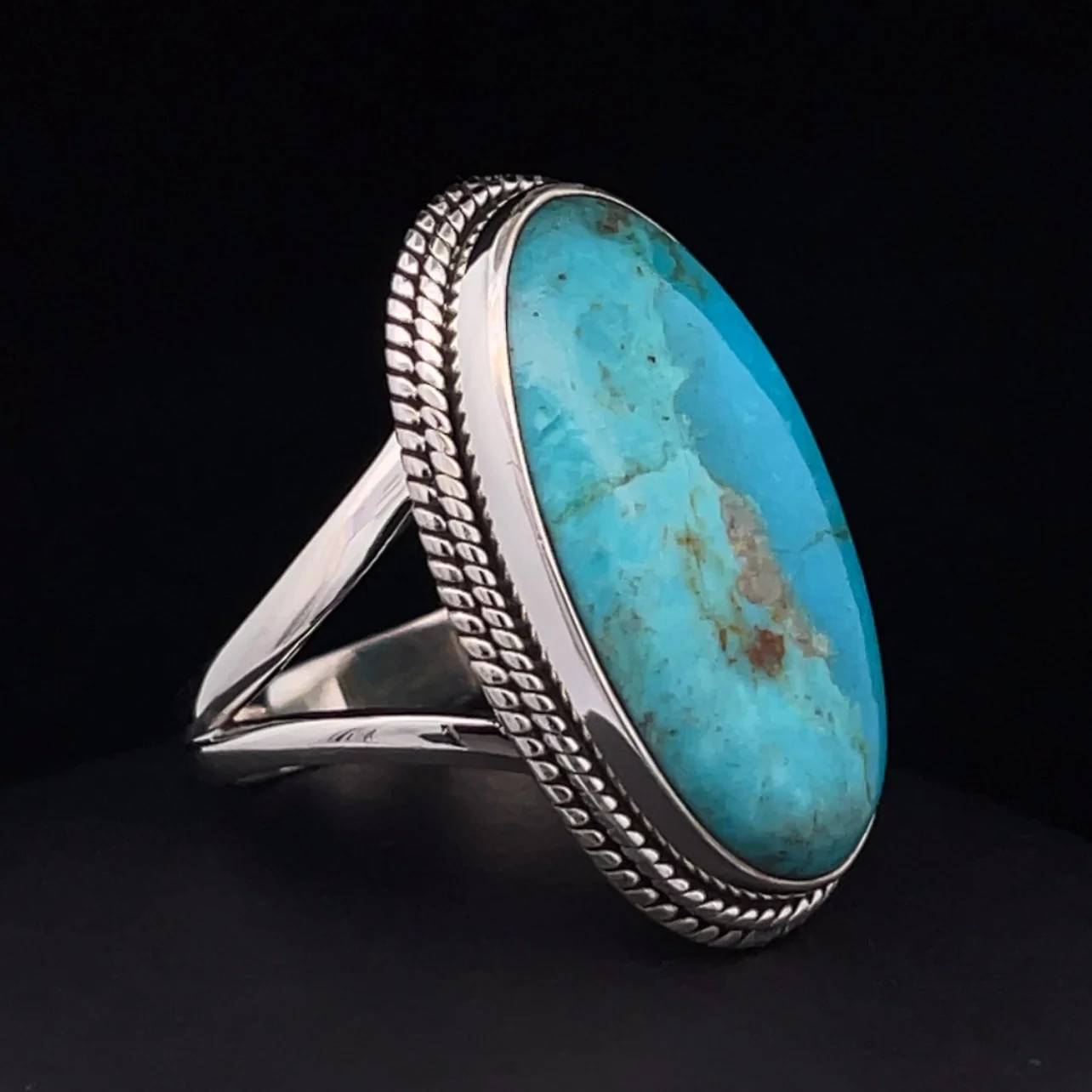 Sterling Silver Kingman Turquoise Ring Size 9 - Image 2