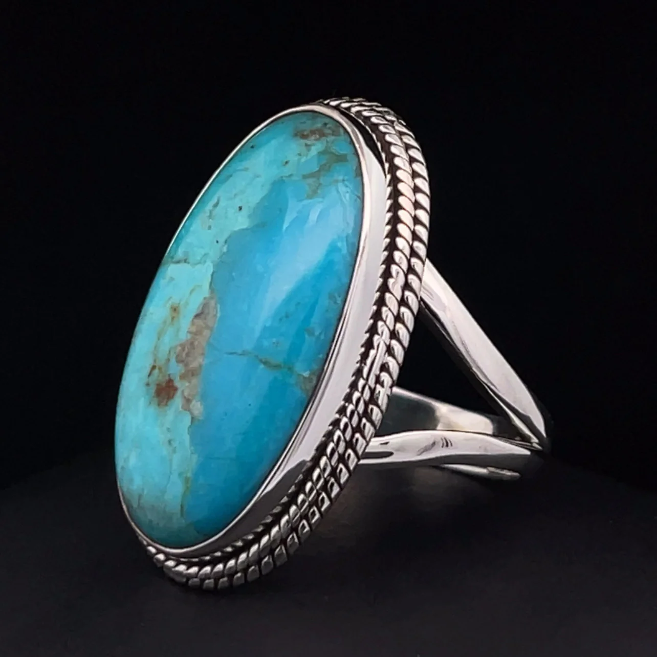 Sterling Silver Kingman Turquoise Ring Size 9 - Image 3
