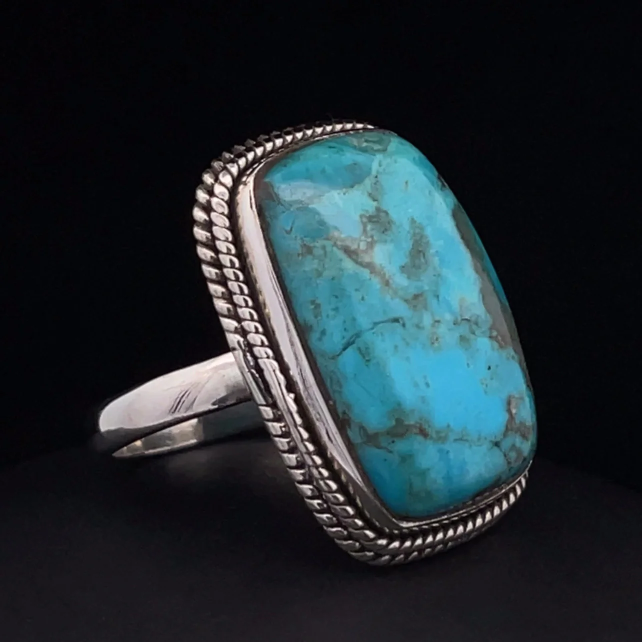 Sterling Silver Kingman Turquoise Ring Size 9 - Image 2