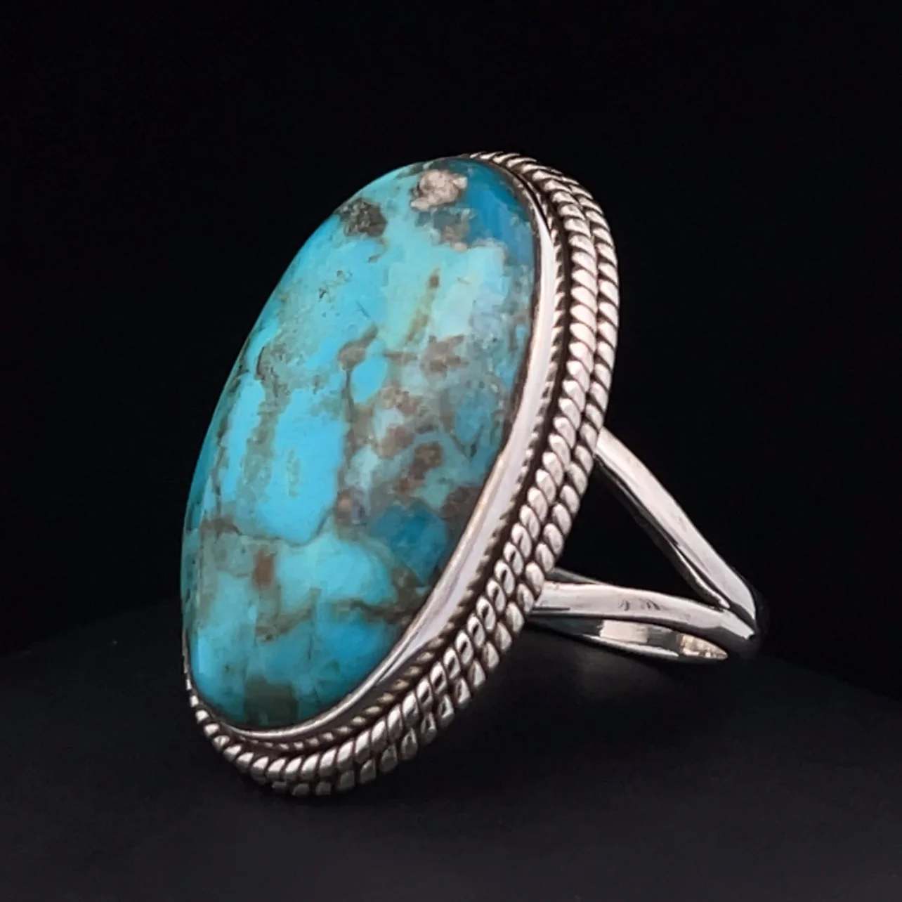 Sterling Silver Kingman Turquoise Ring Size 9 - Image 3