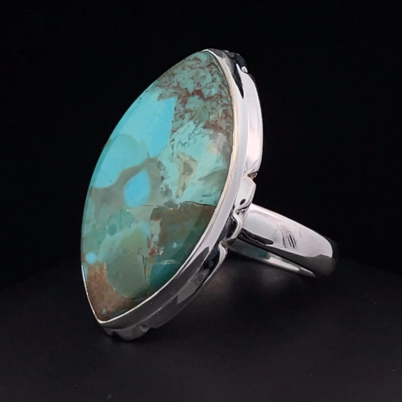 Sterling Silver Kingman Turquoise Ring Size 9.5 - Image 4