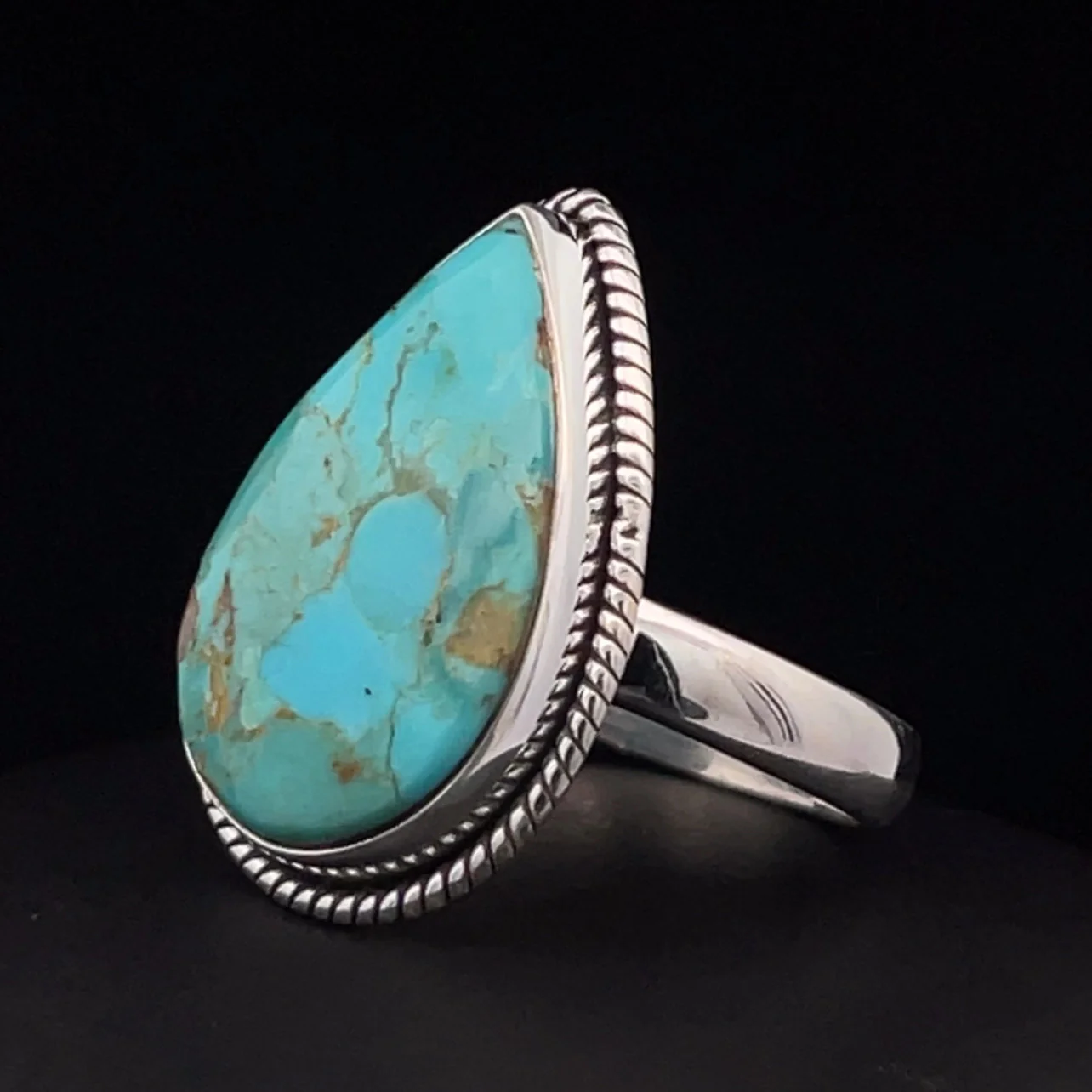 Sterling Silver Kingman Turquoise Ring Size 10 - Image 3