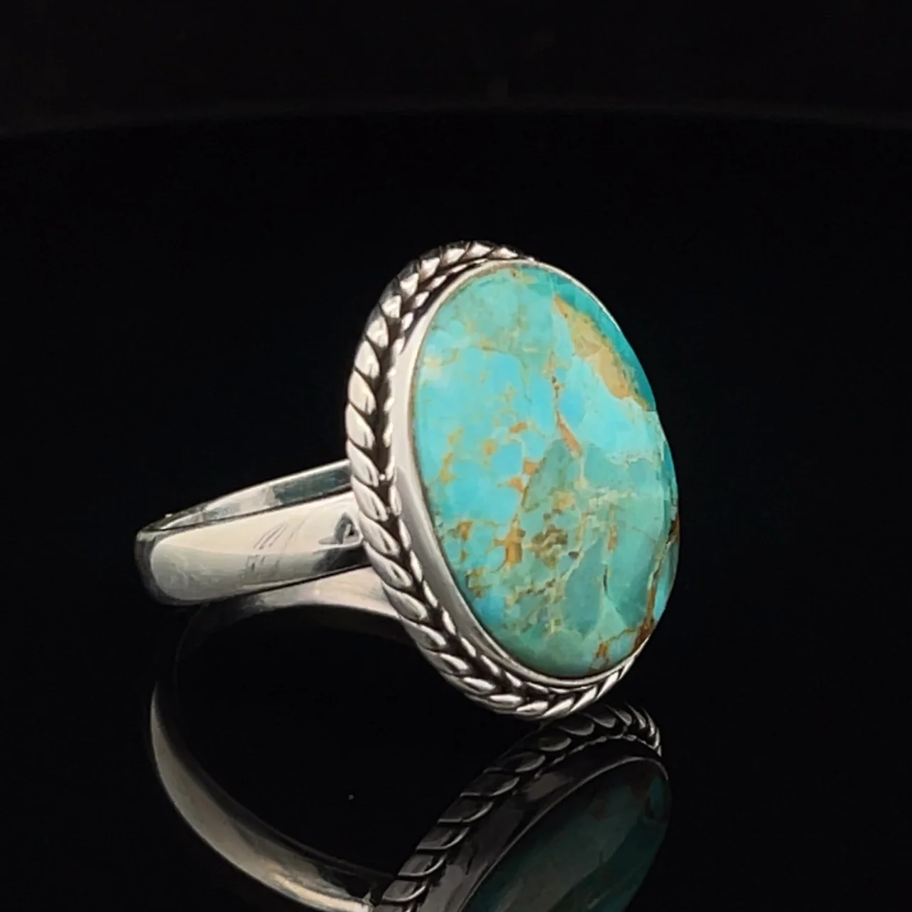Sterling Silver Kingman Turquoise Ring Size 10 - Image 2