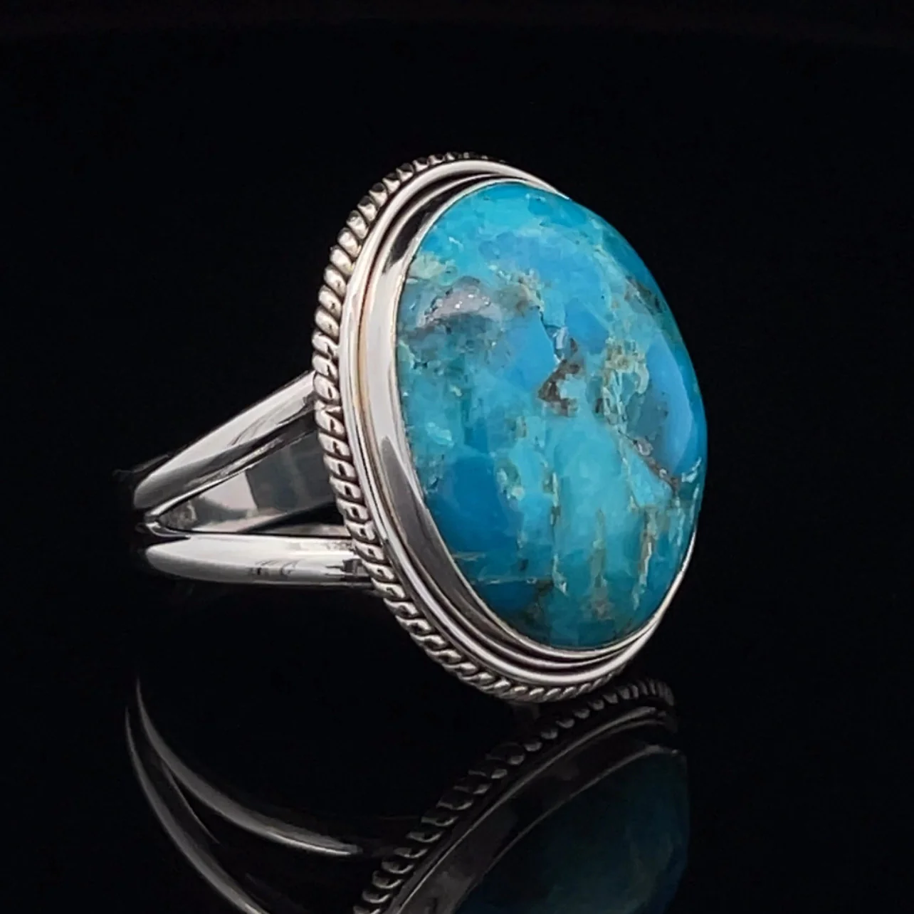 Sterling Silver Kingman Turquoise Ring Size 10 - Image 2
