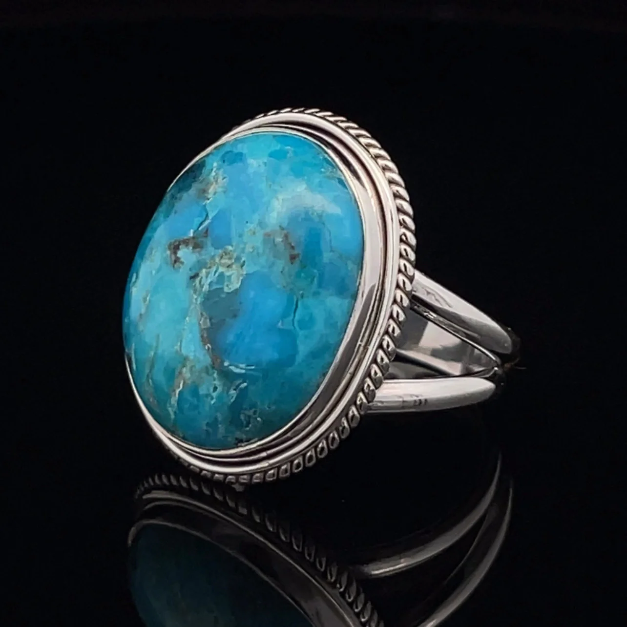 Sterling Silver Kingman Turquoise Ring Size 10 - Image 3