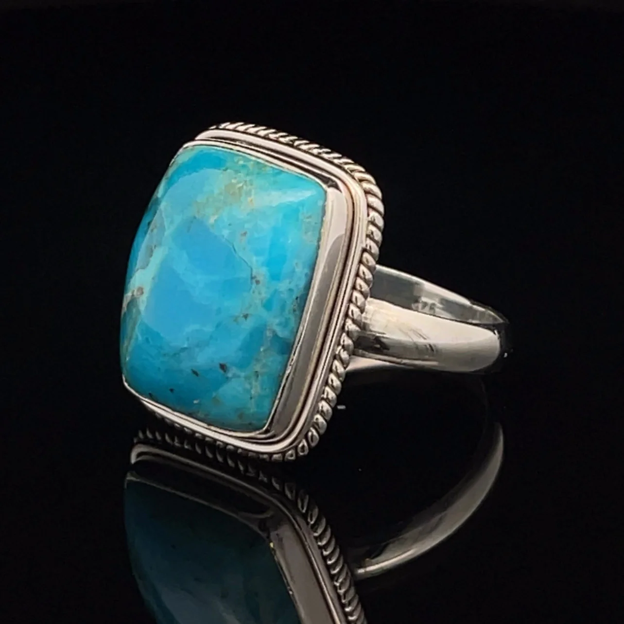 Sterling Silver Kingman Turquoise Ring Size 10 - Image 3