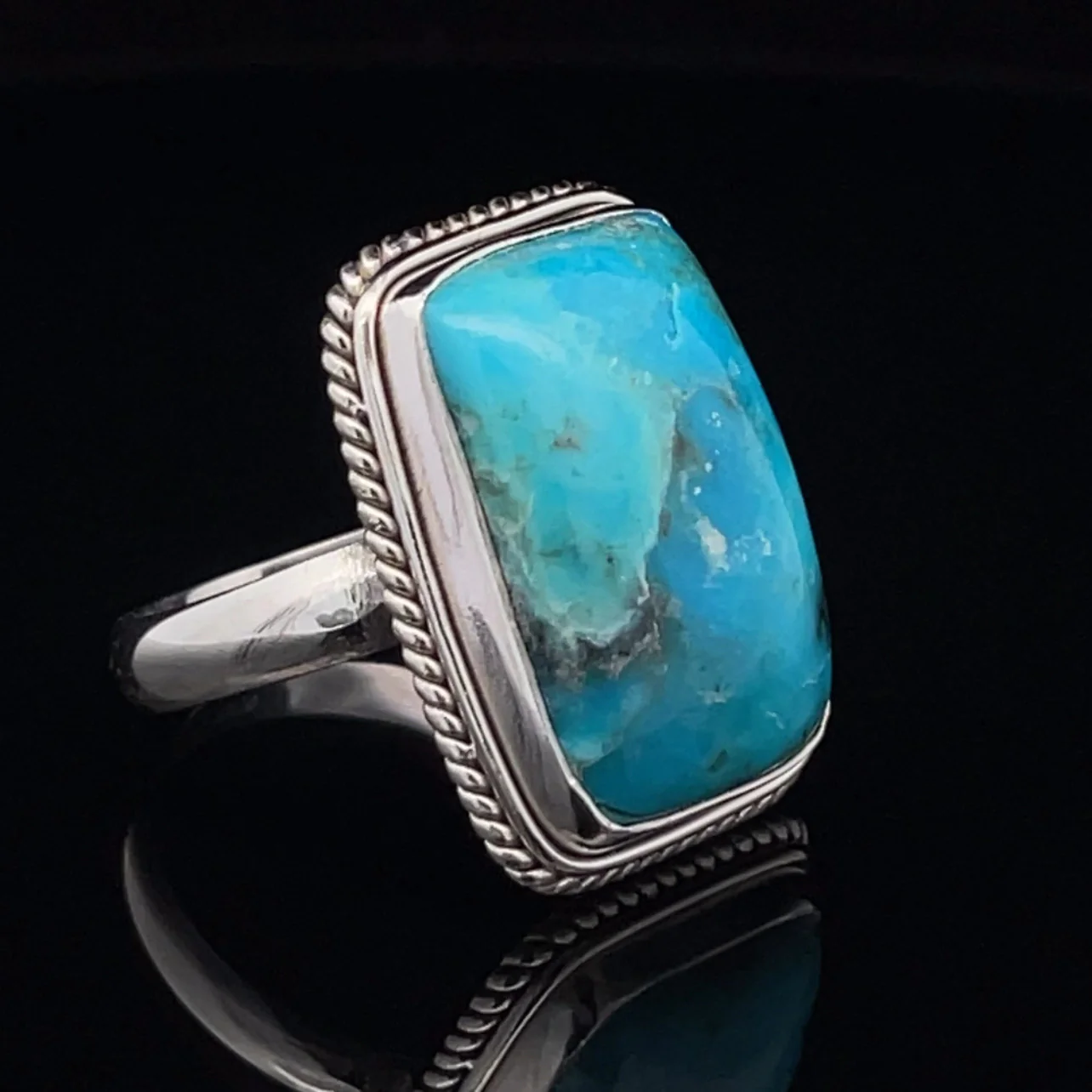 Sterling Silver Kingman Turquoise Ring Size 10 - Image 2
