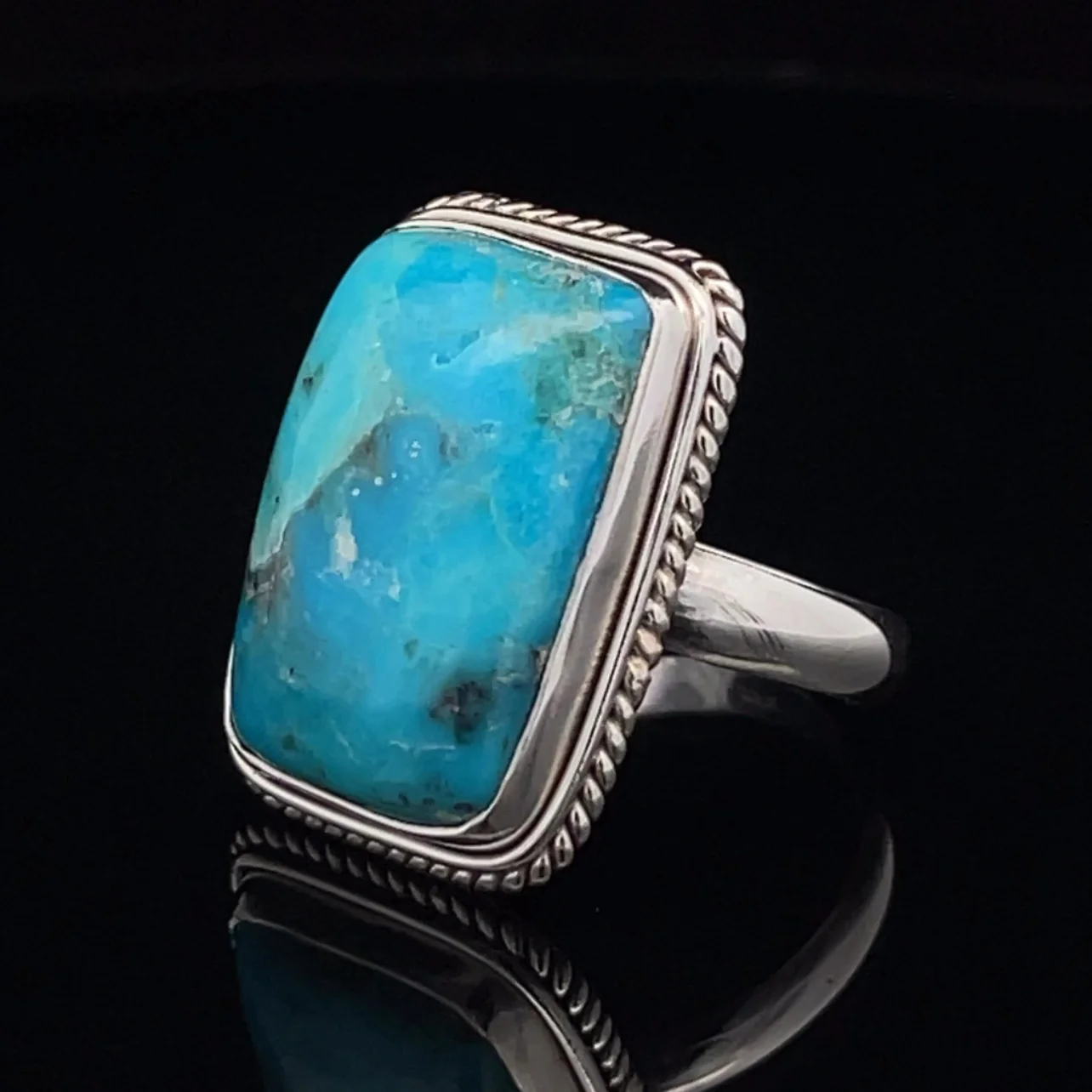 Sterling Silver Kingman Turquoise Ring Size 10 - Image 3