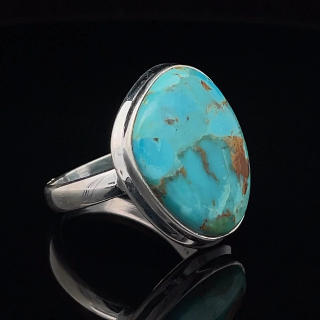 Sterling Silver Kingman Turquoise Ring Size 10 - Image 2