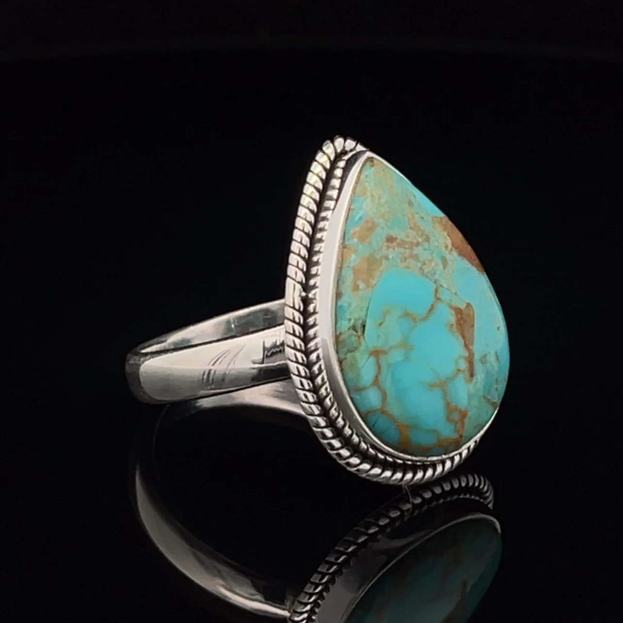 Sterling Silver Kingman Turquoise Ring Size 10 - Image 2