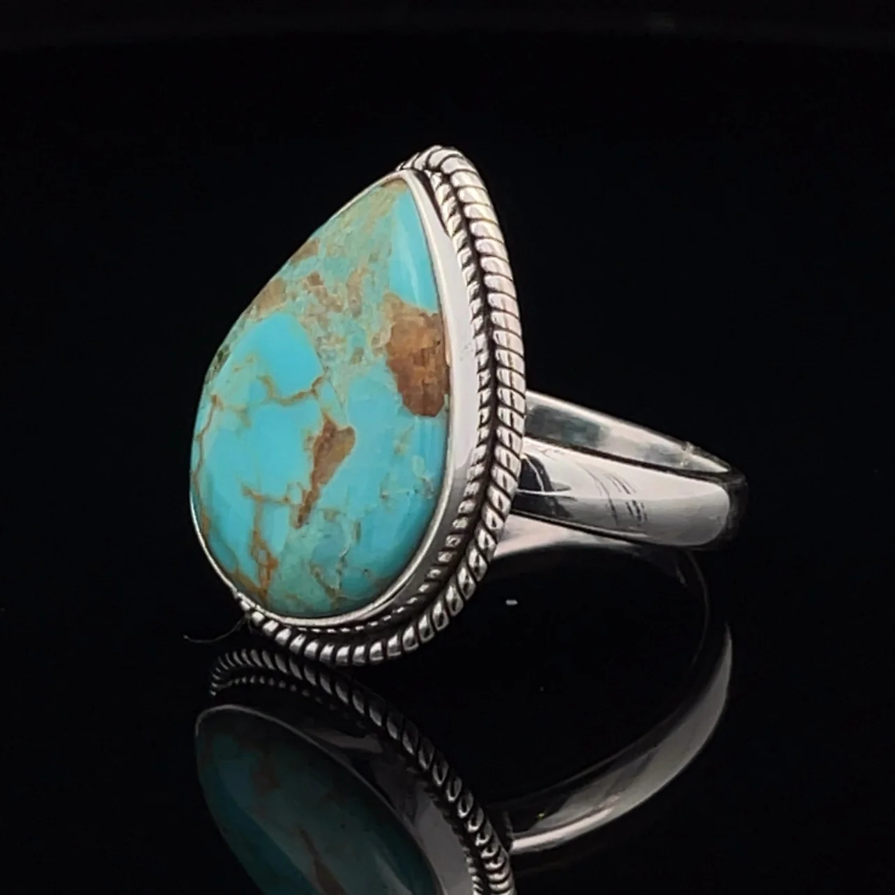 Sterling Silver Kingman Turquoise Ring Size 10 - Image 3