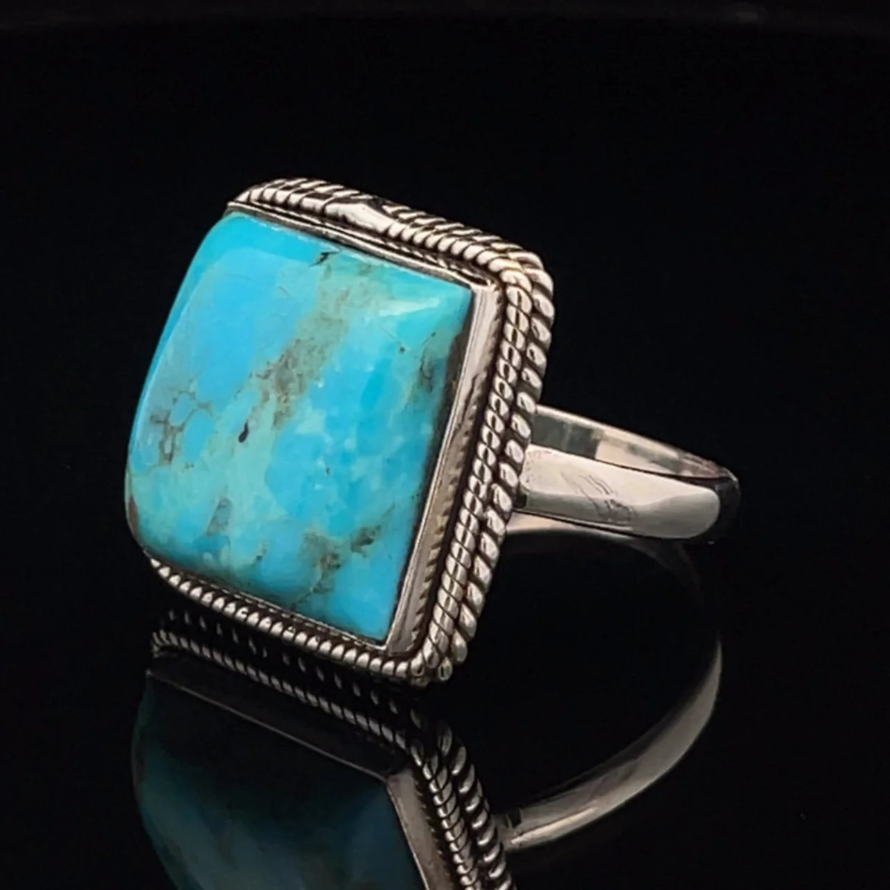 Sterling Silver Kingman Turquoise Ring Size 10 - Image 3