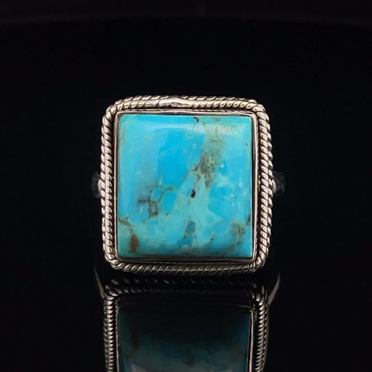 Sterling Silver Kingman Turquoise Ring Size 10 - Image 4