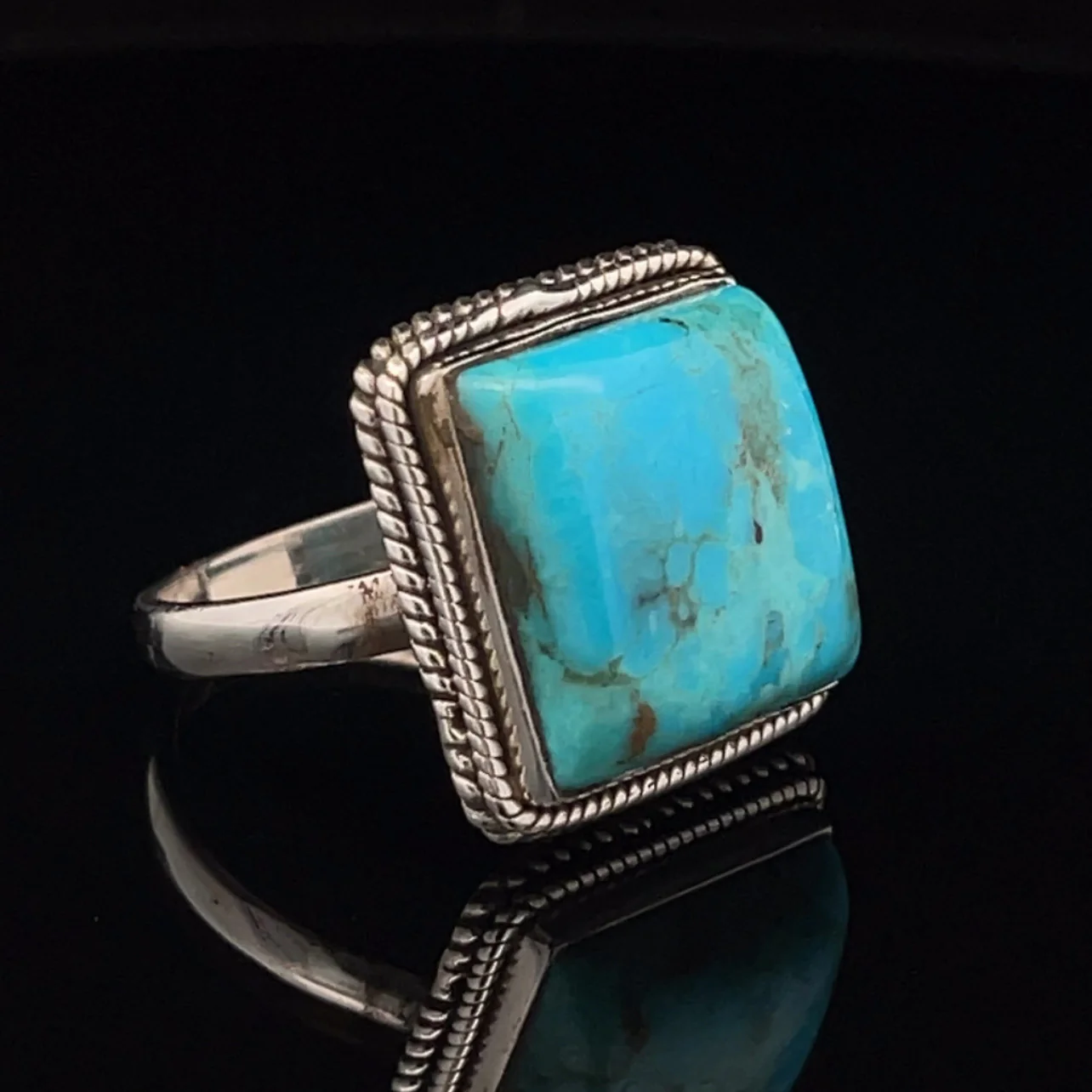 Sterling Silver Kingman Turquoise Ring Size 10 - Image 5