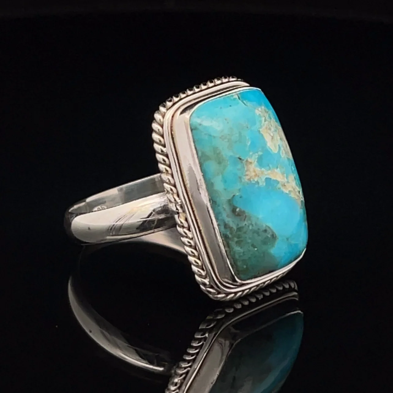 Sterling Silver Kingman Turquoise Ring Size 10 - Image 2