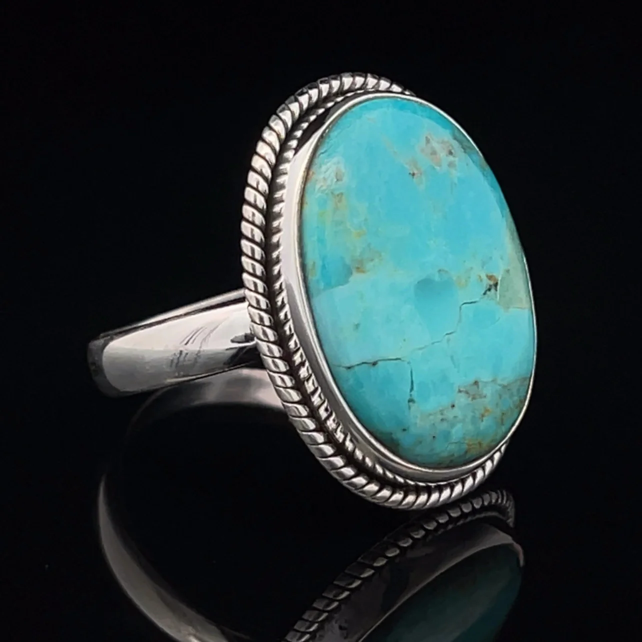 Sterling Silver Kingman Turquoise Ring Size 10 - Image 2