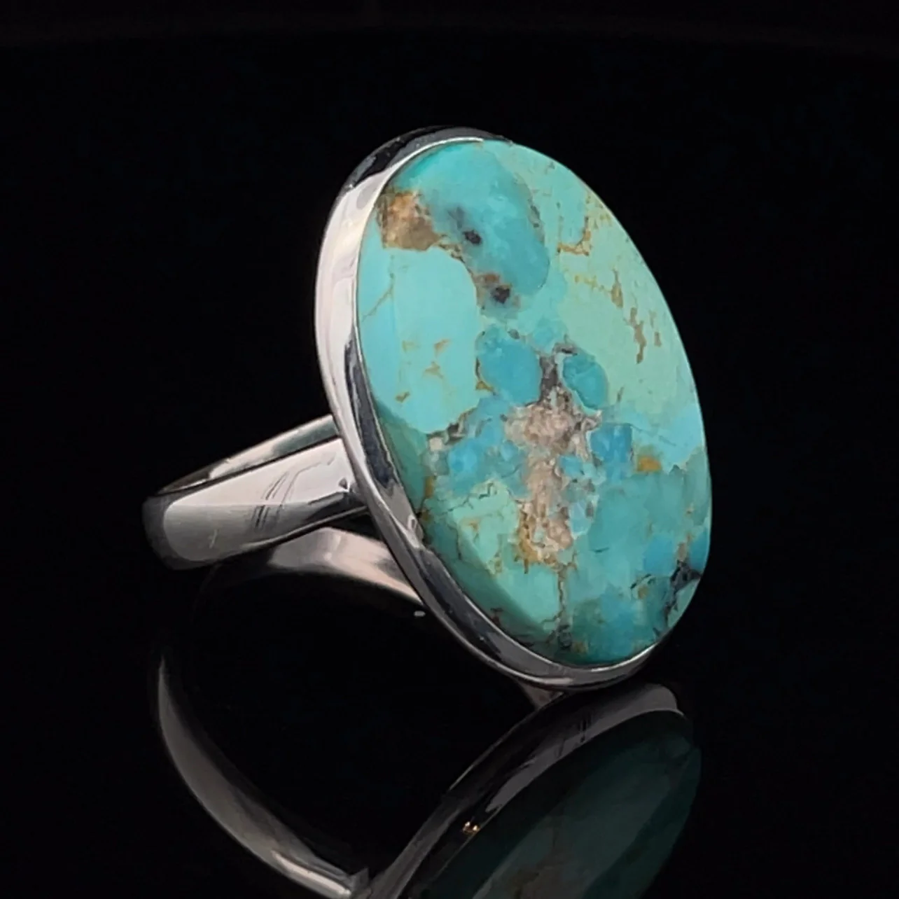 Sterling Silver Kingman Turquoise Ring Size 10 - Image 2