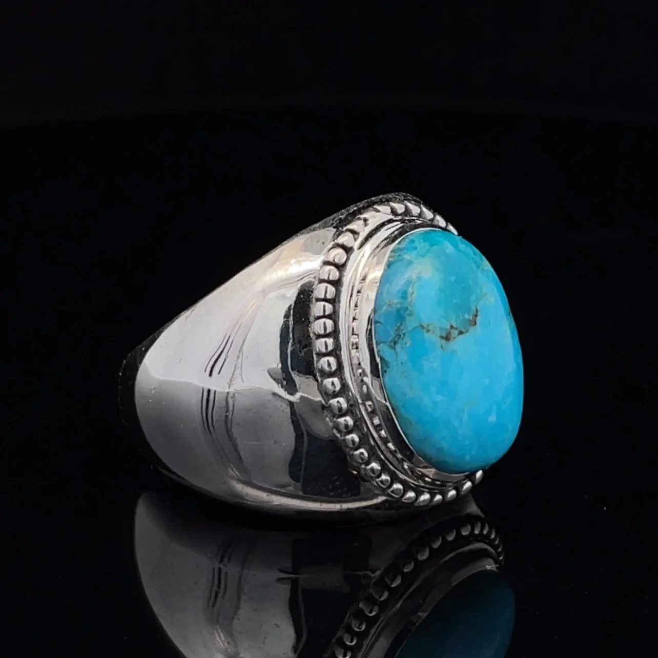 Sterling Silver Kingman Turquoise Ring Size 13 - Image 2
