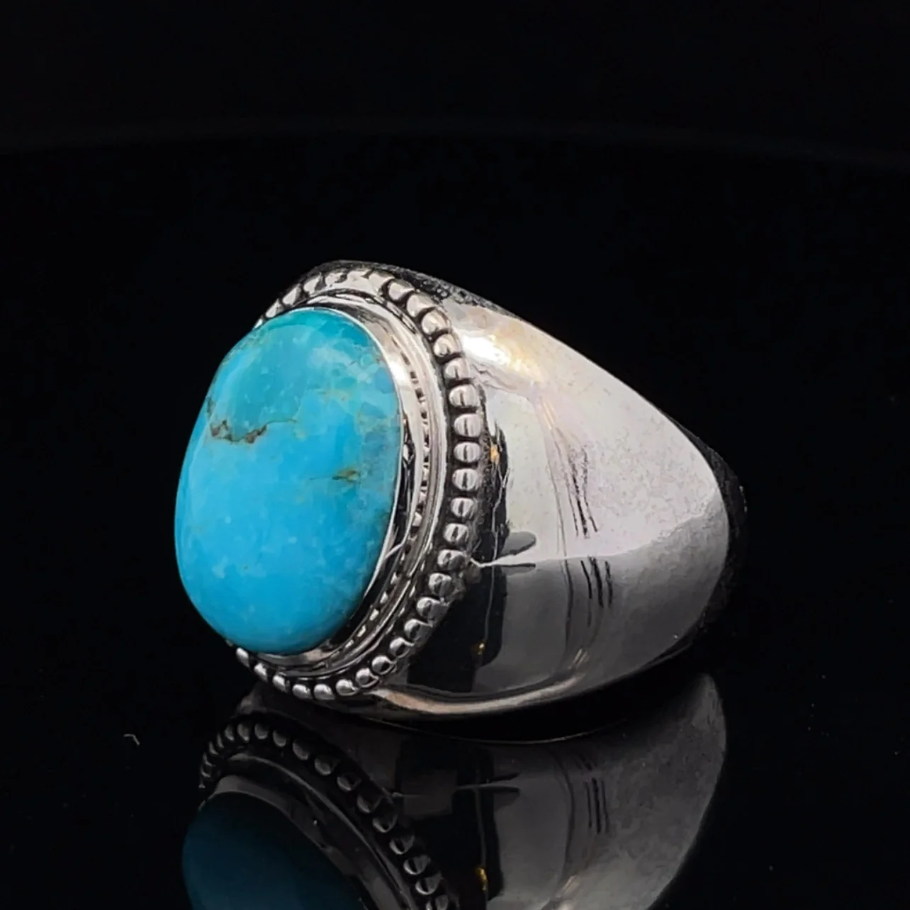 Sterling Silver Kingman Turquoise Ring Size 13 - Image 3