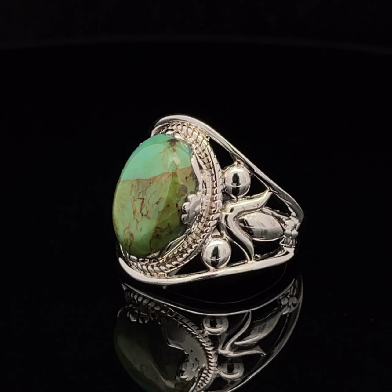 Sterling Silver Kingman Turquoise Ring Size 7 - Image 3