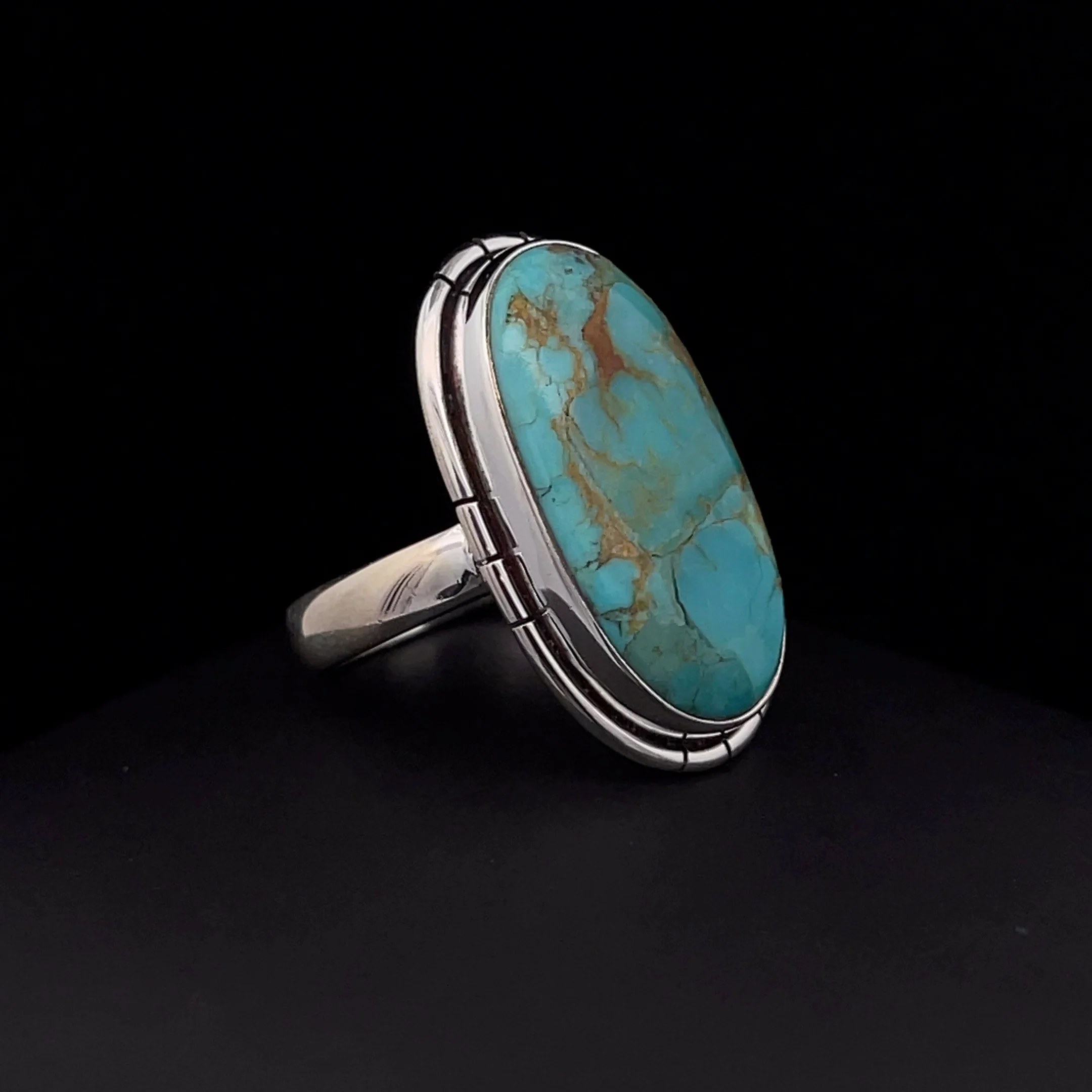 Sterling Silver Kingman Turquoise Ring Size 7 - Image 2