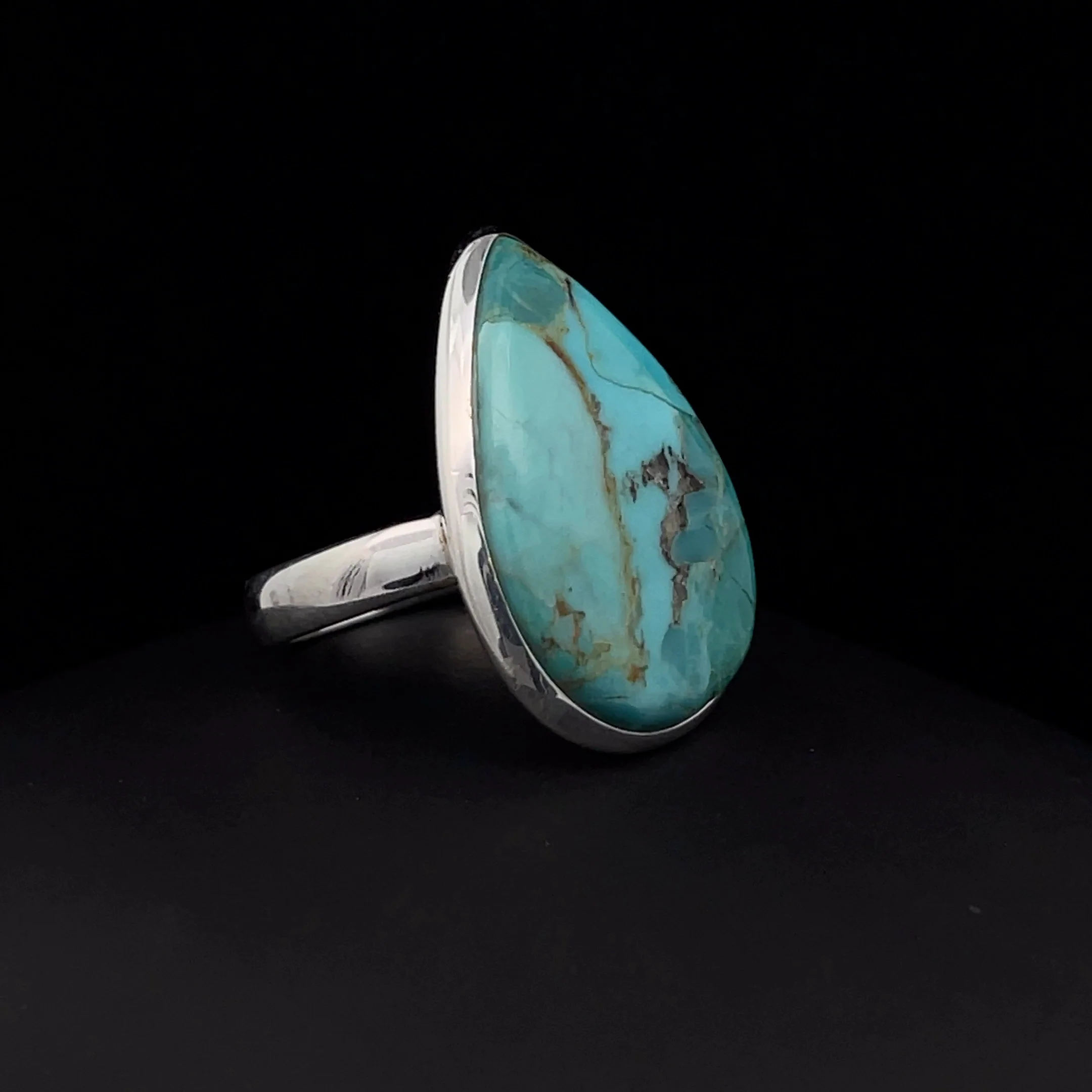 Sterling Silver Kingman Turquoise Ring Size 7 - Image 2