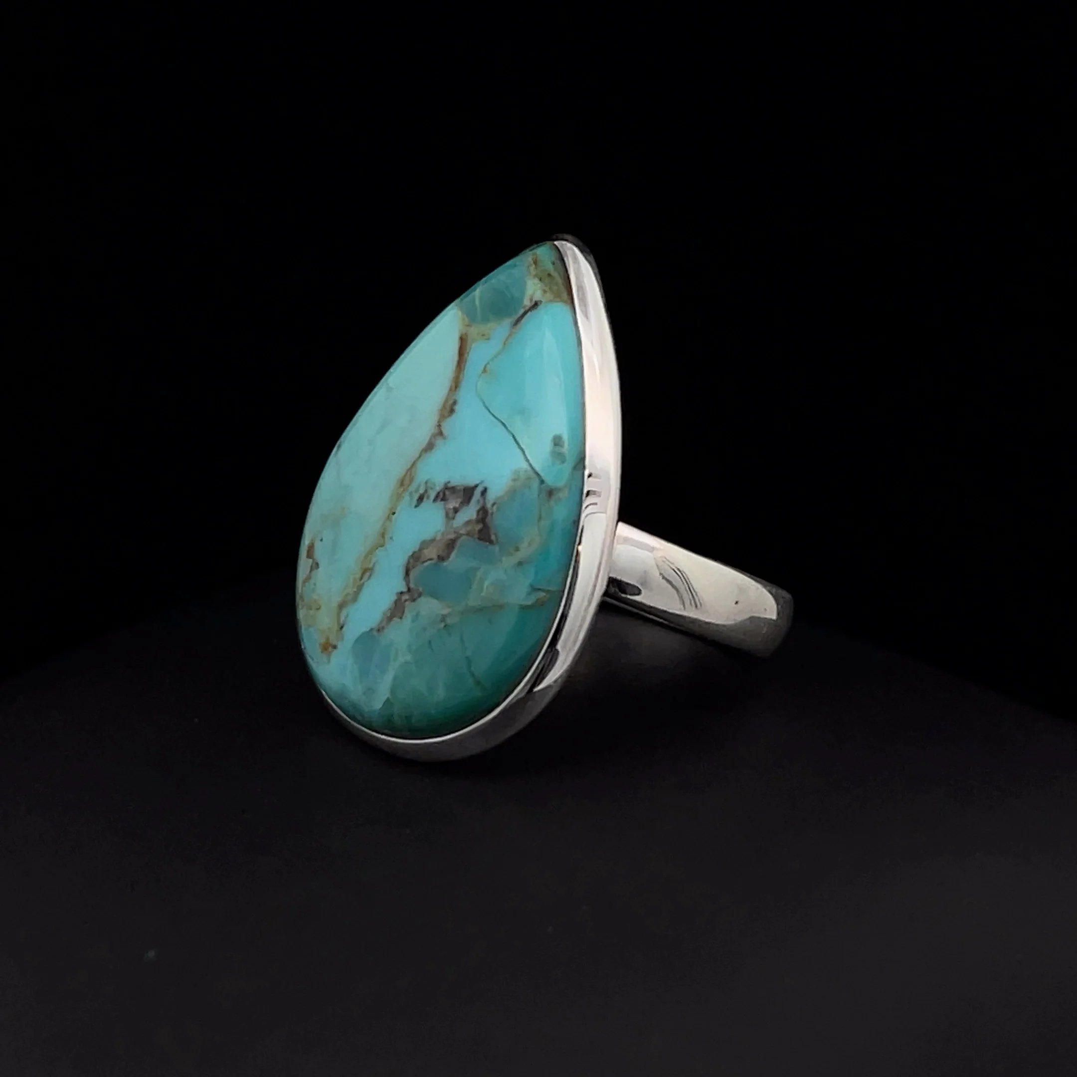 Sterling Silver Kingman Turquoise Ring Size 7 - Image 3