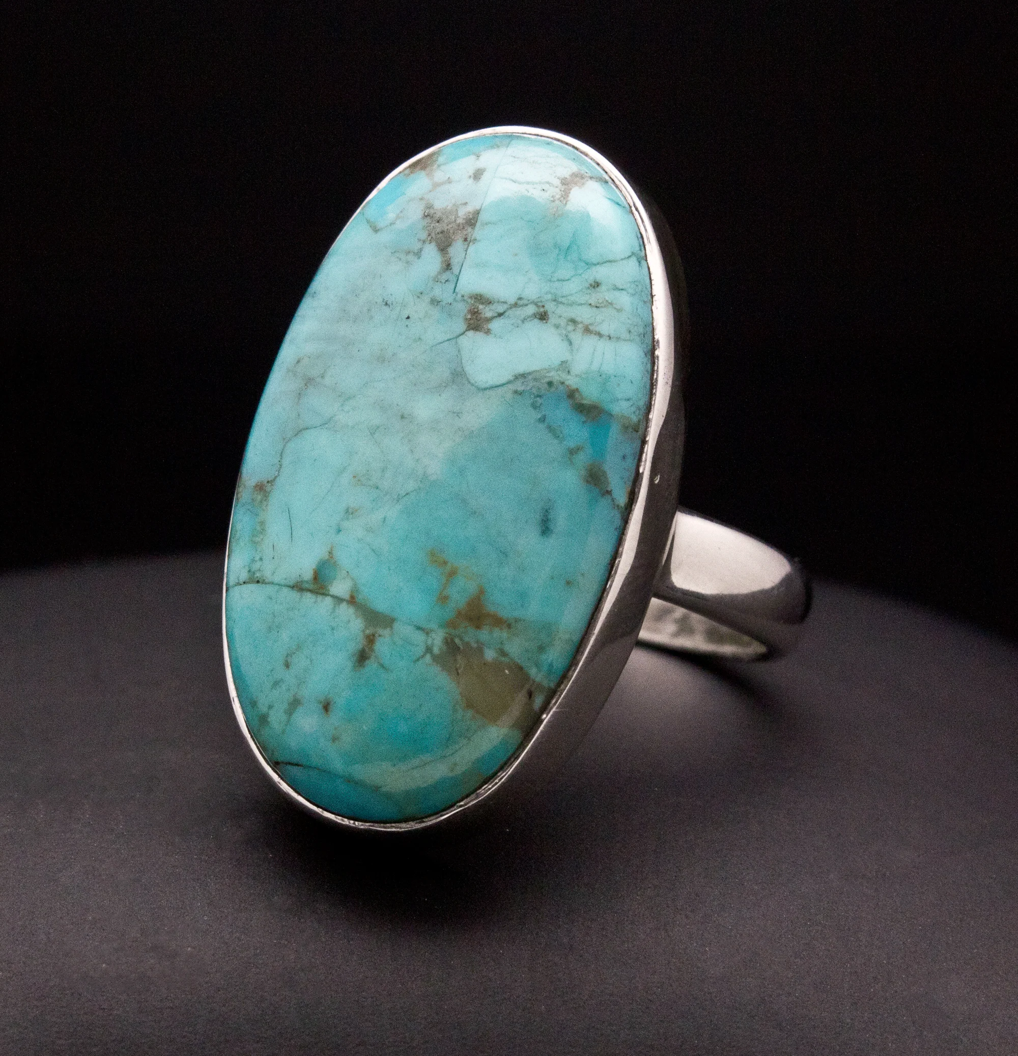 Sterling Silver Kingman Turquoise Ring Size 7 - Image 2