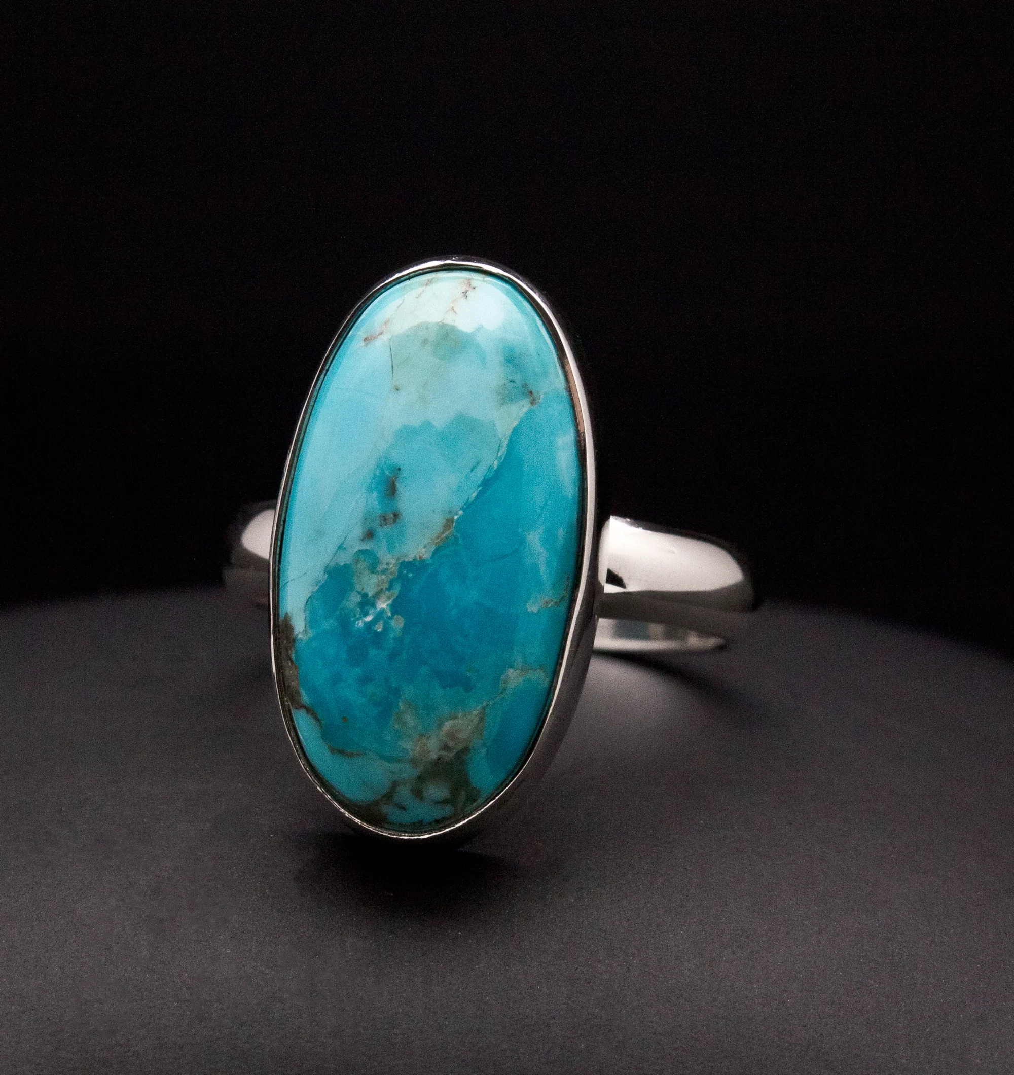 Sterling Silver Kingman Turquoise Ring Size 7 - Image 2