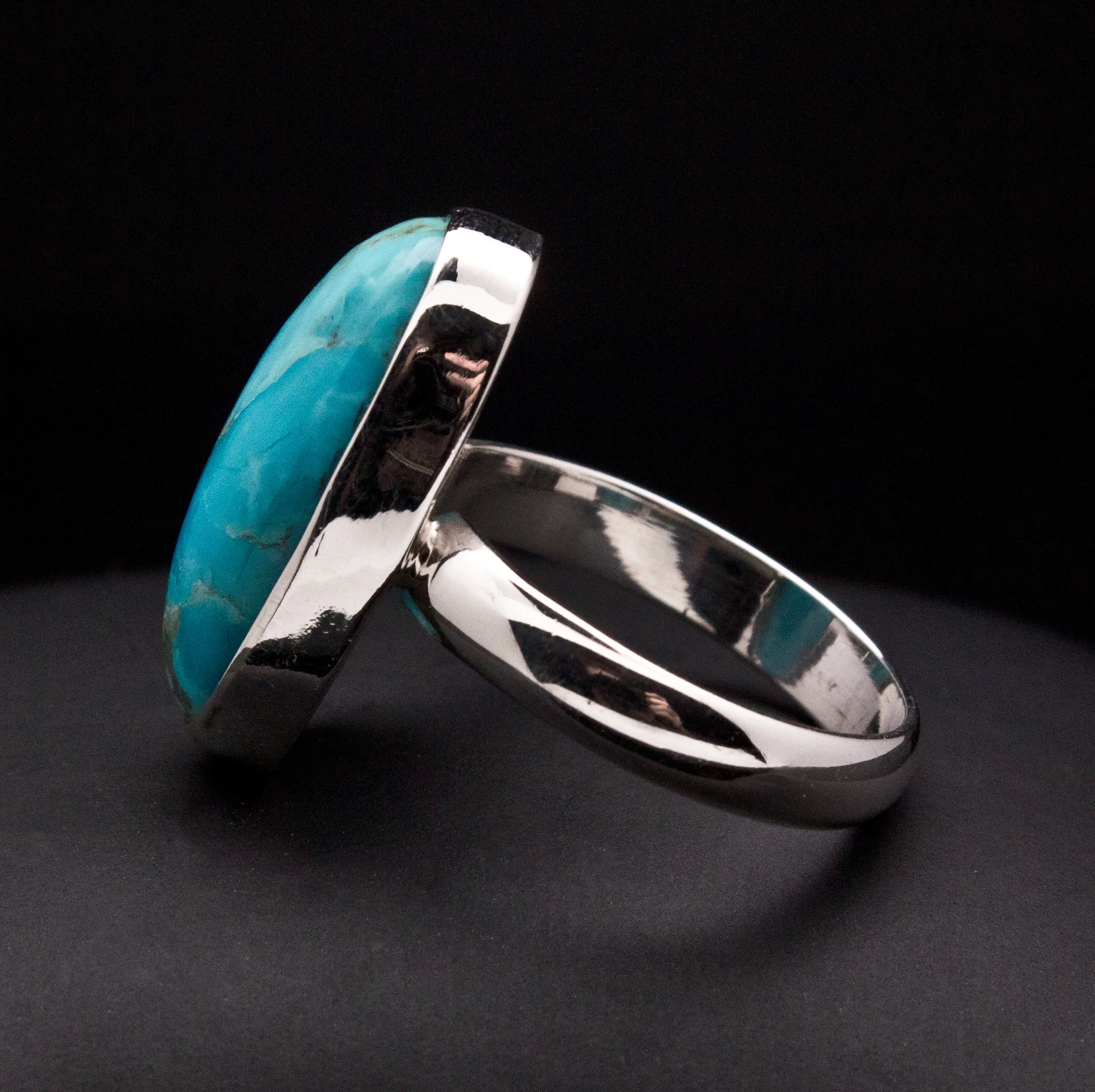 Sterling Silver Kingman Turquoise Ring Size 7 - Image 3