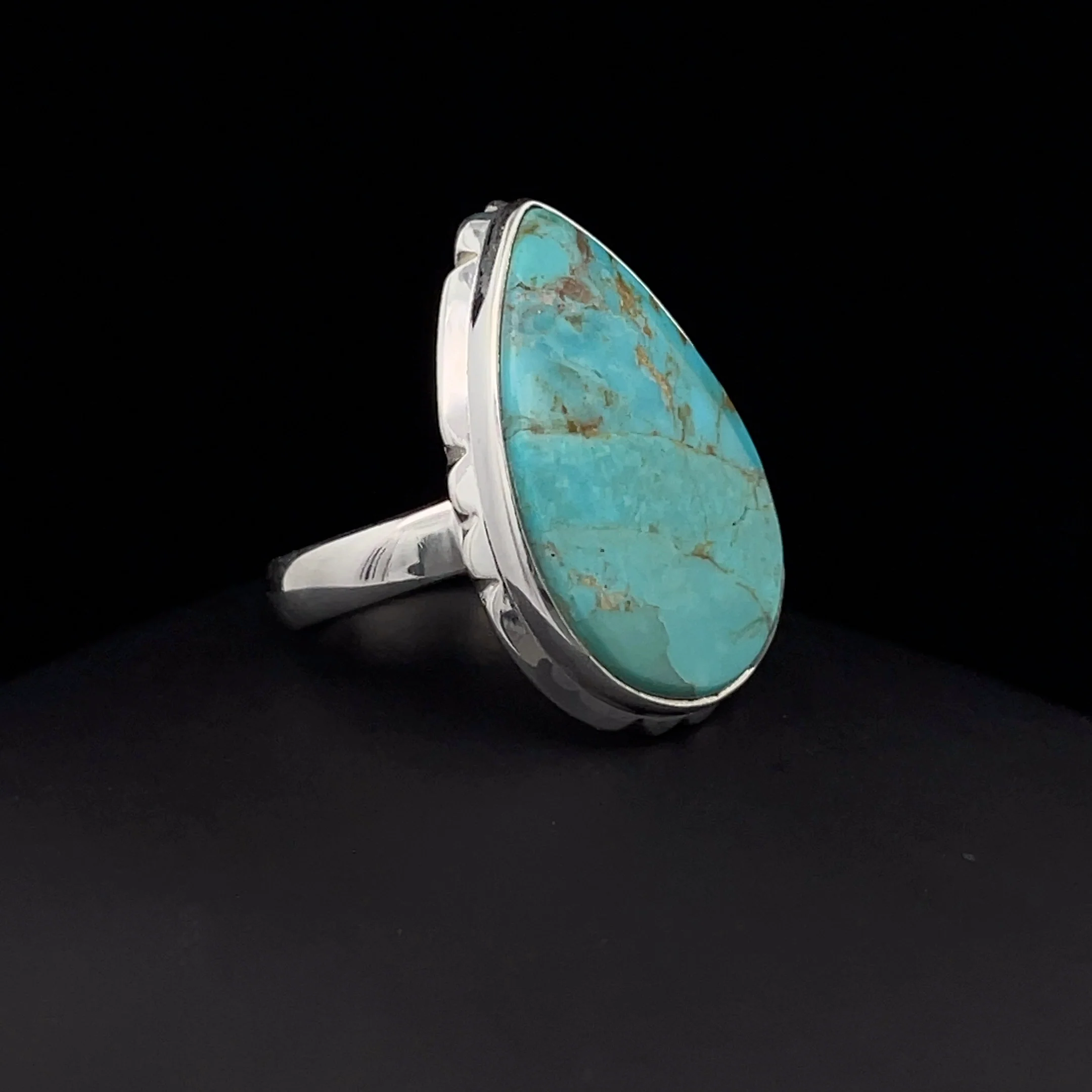 Sterling Silver Kingman Turquoise Ring Size 7 - Image 2