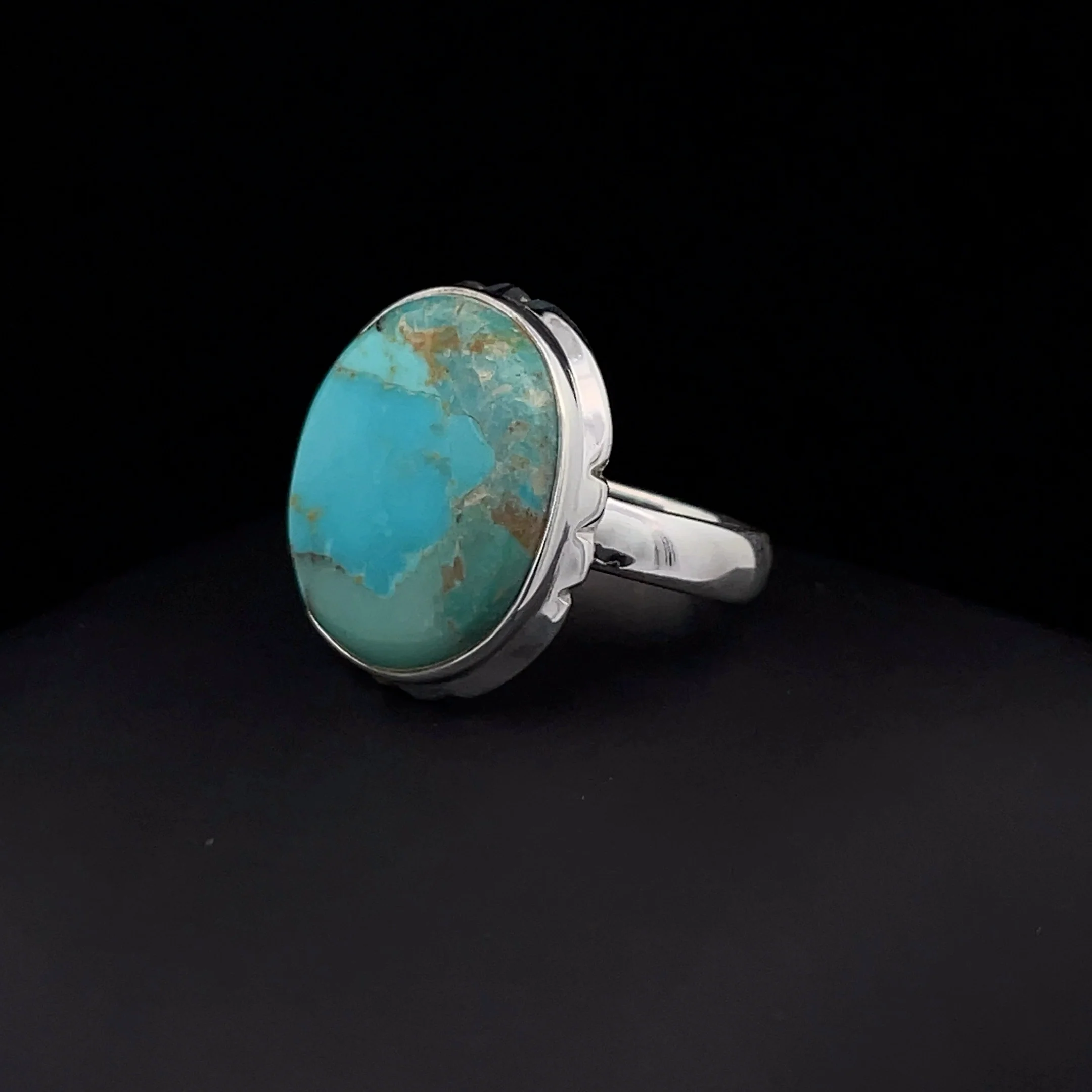 Sterling Silver Kingman Turquoise Ring Size 7 - Image 3