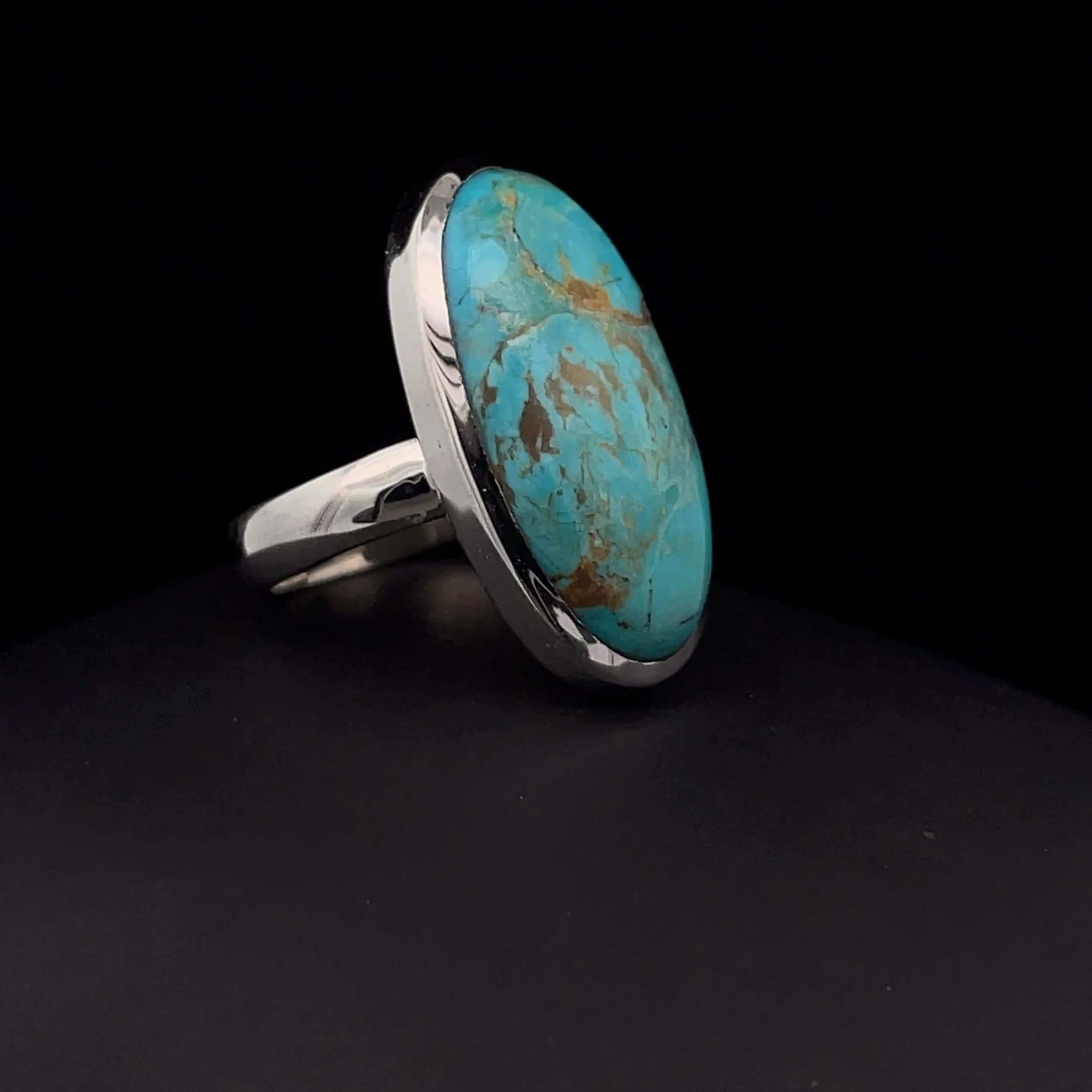 Sterling Silver Kingman Turquoise Ring Size 7 - Image 2