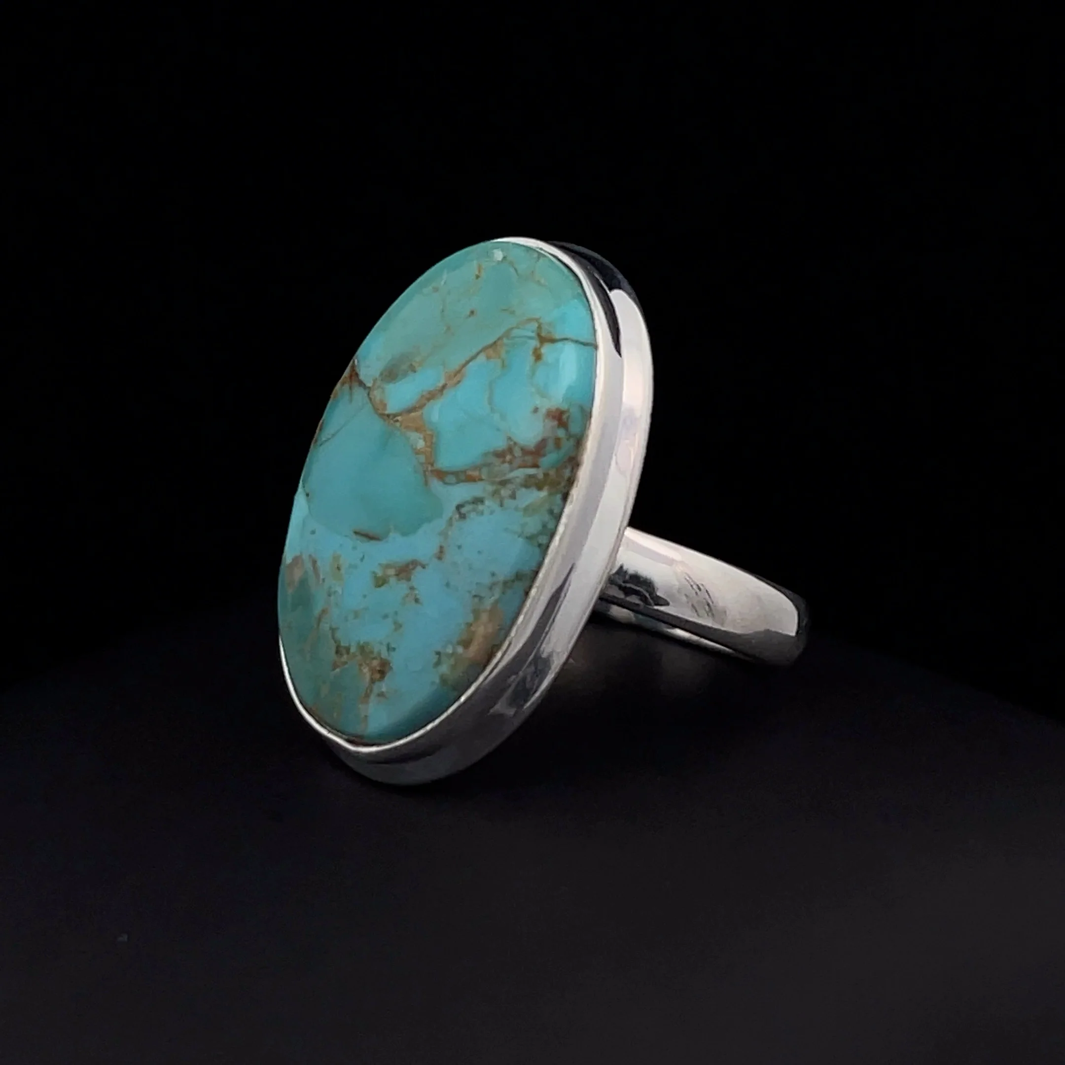 Sterling Silver Kingman Turquoise Ring Size 7 - Image 3