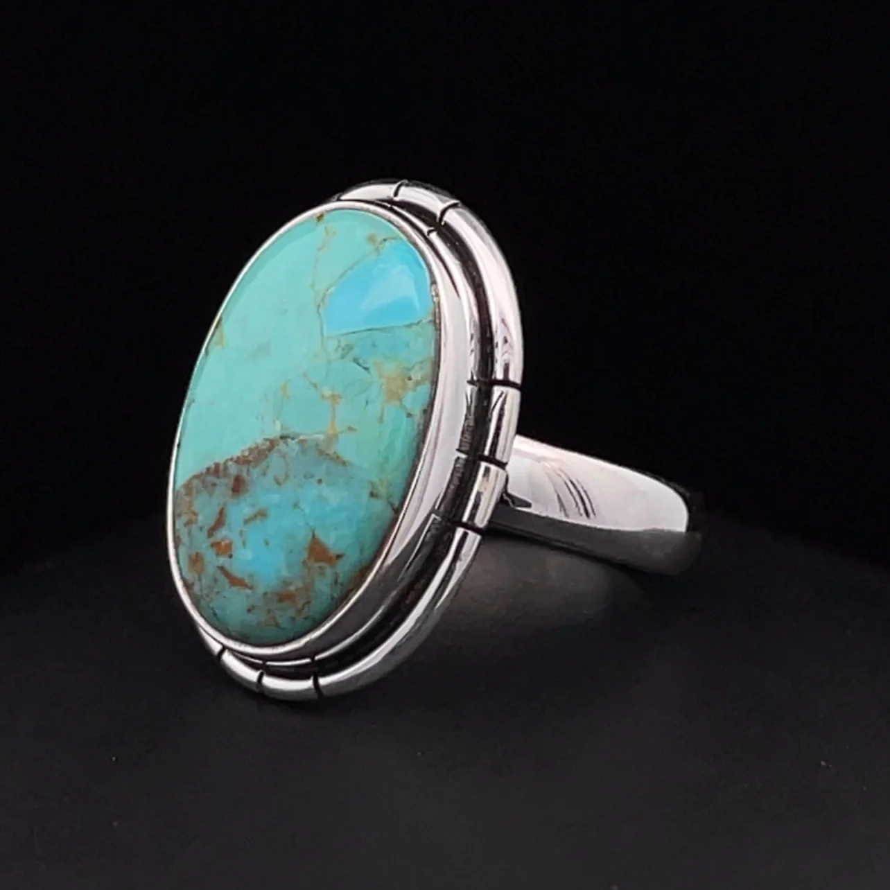 Sterling Silver Kingman Turquoise Ring Size 5.5 - Image 3