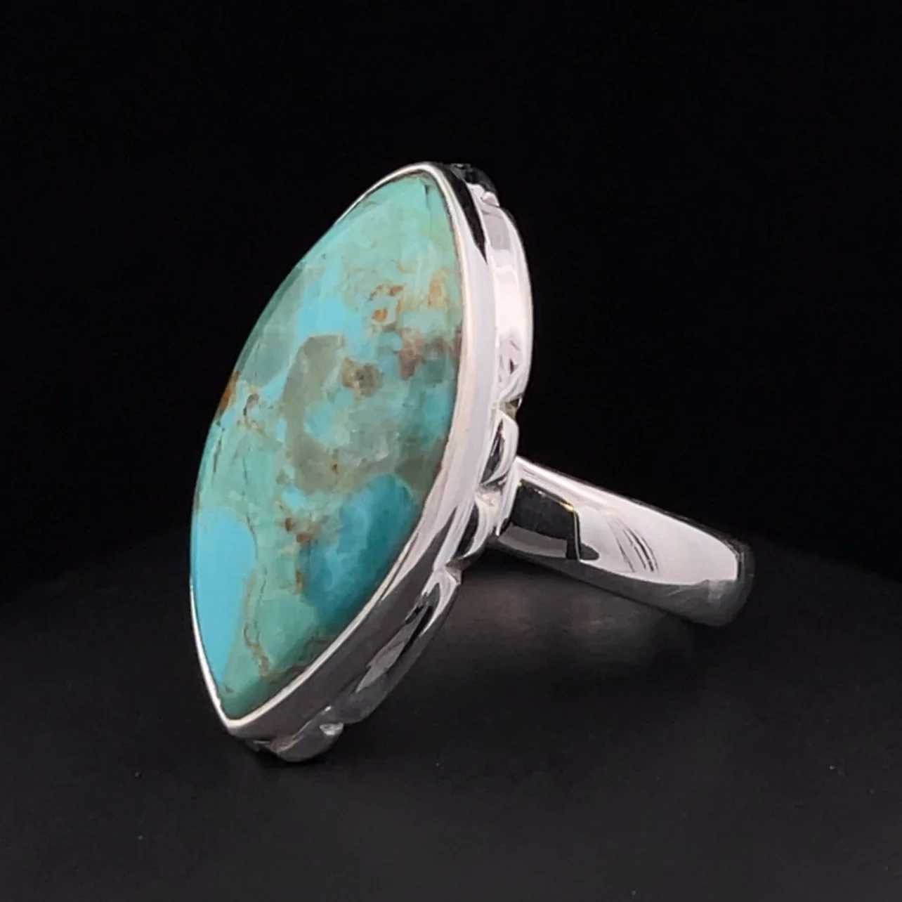 Sterling Silver Kingman Turquoise Ring Size 5.5 - Image 3