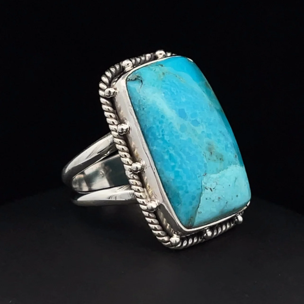 Sterling Silver Kingman Turquoise Ring Size 5 - Image 2
